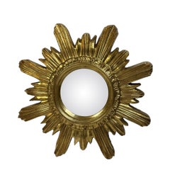 Beautiful Sunburst Starburst Mirror Gilt Resin Stucco, Italy, circa 1960s