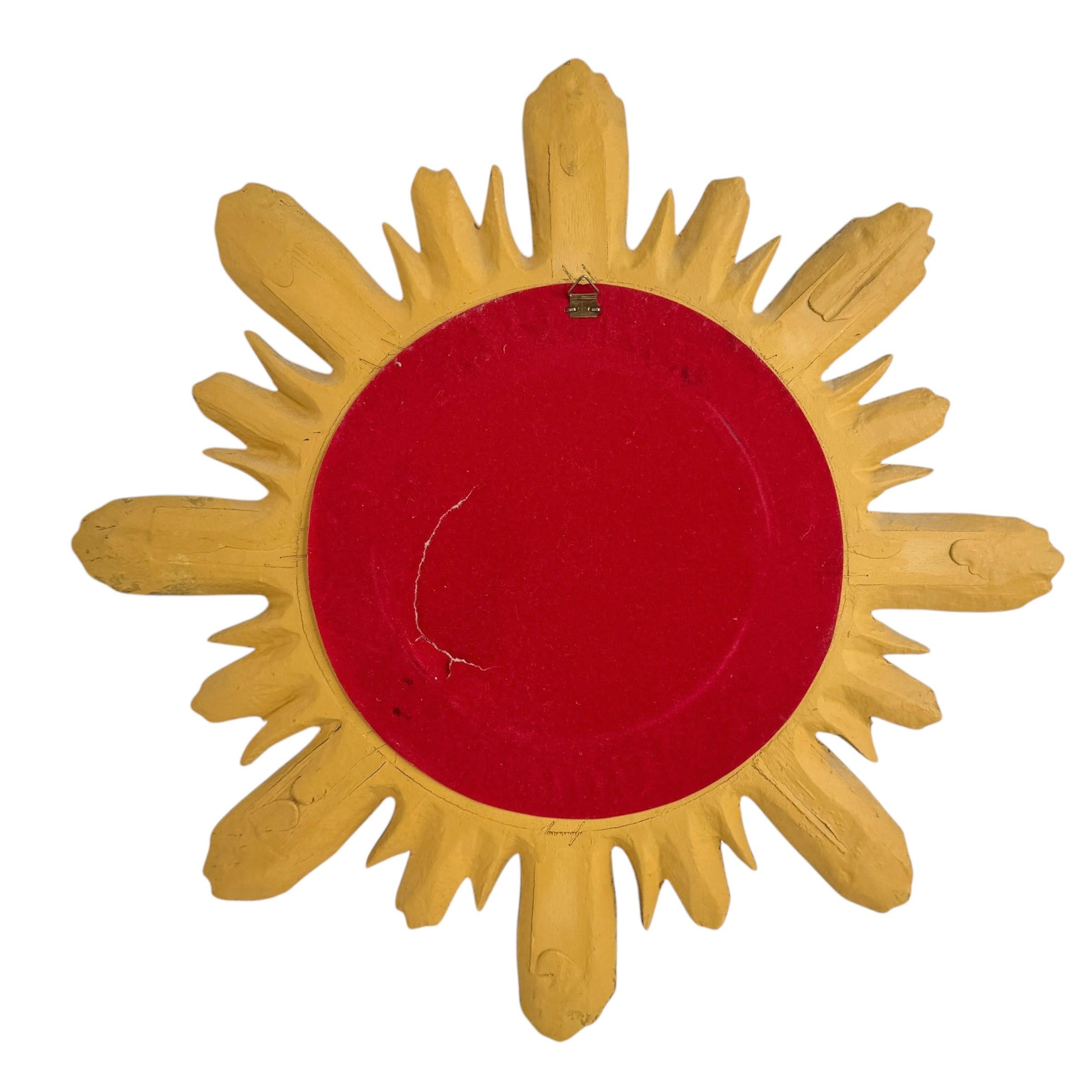 Bellissimo specchio Sunburst Starburst in legno dorato e stucco, Italia, circa anni '60 in vendita 4