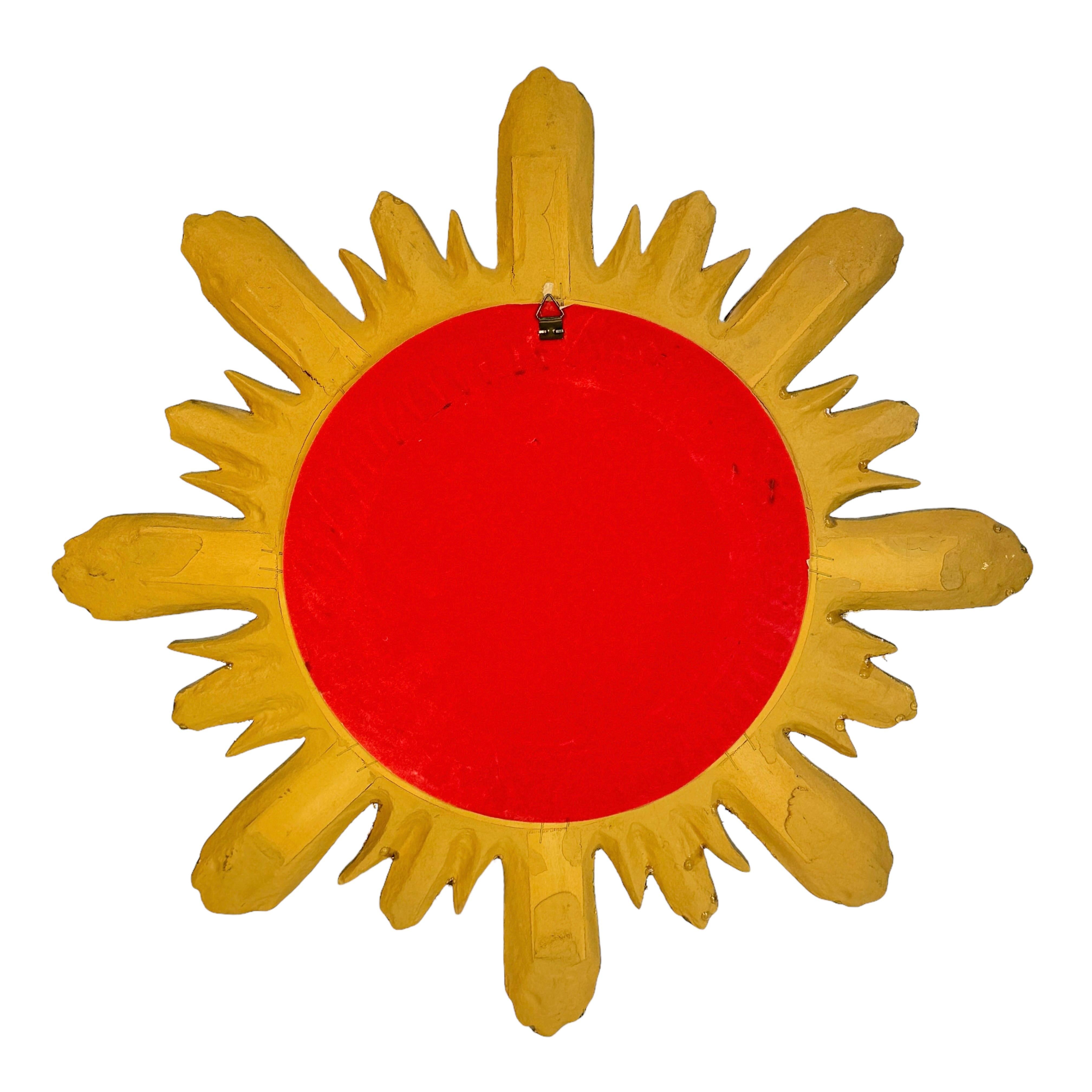 Schöner Sunburst-Starburst-Spiegel Vergoldetes Holz Stuck, Italien, um 1960er Jahre 3