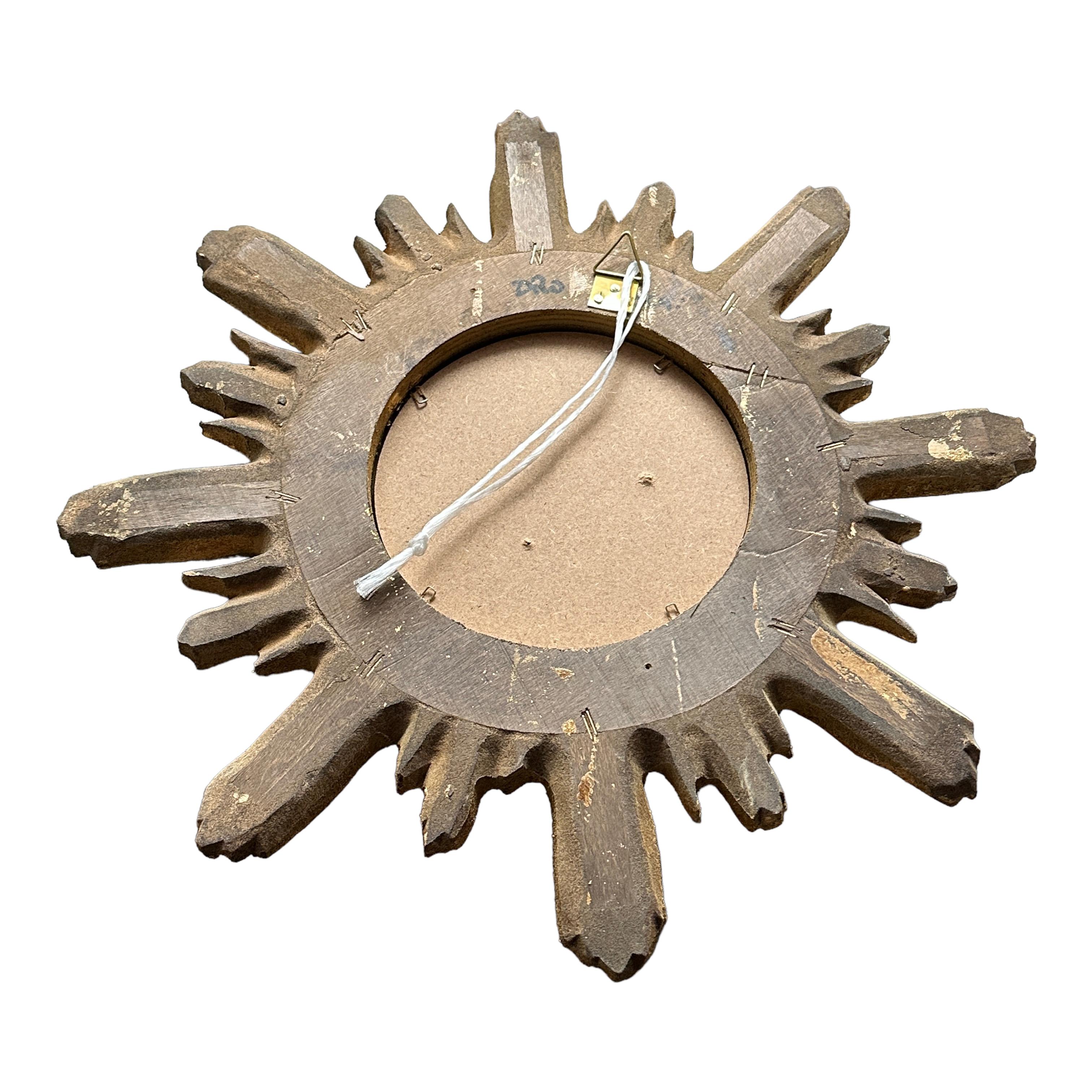 Mid-20th Century Beautiful Sunburst Starburst Mirror Wood Stucco, Italy, circa 1960s For Sale