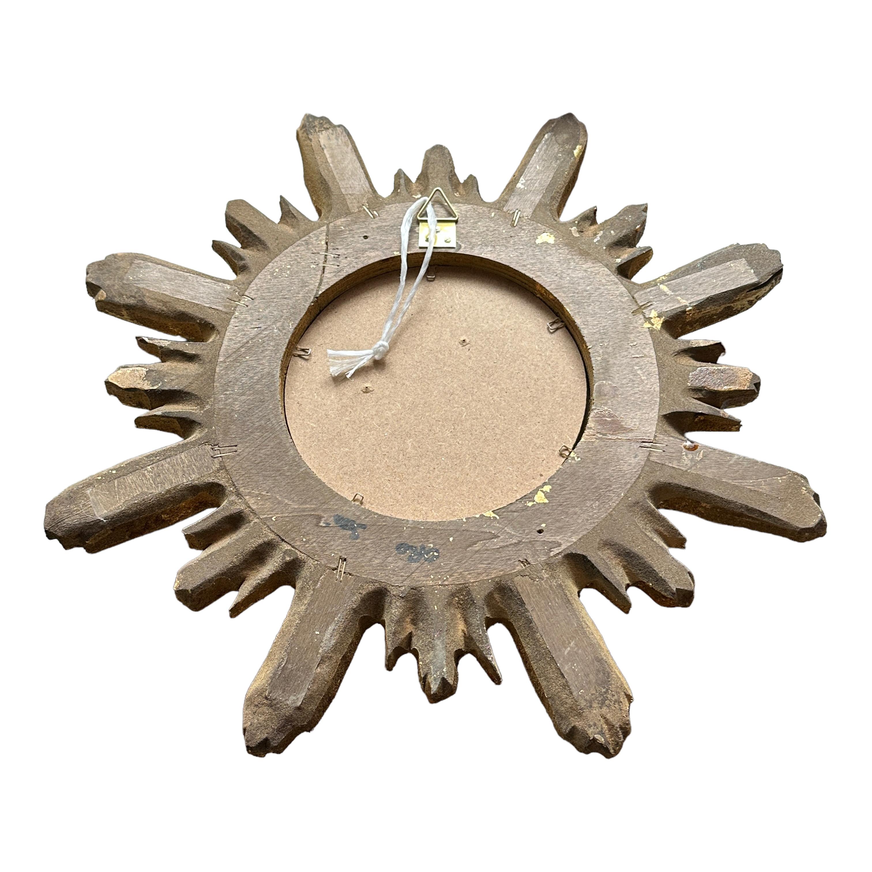 Beautiful Sunburst Starburst Mirror Wood Stucco, Italy, circa 1960s 1