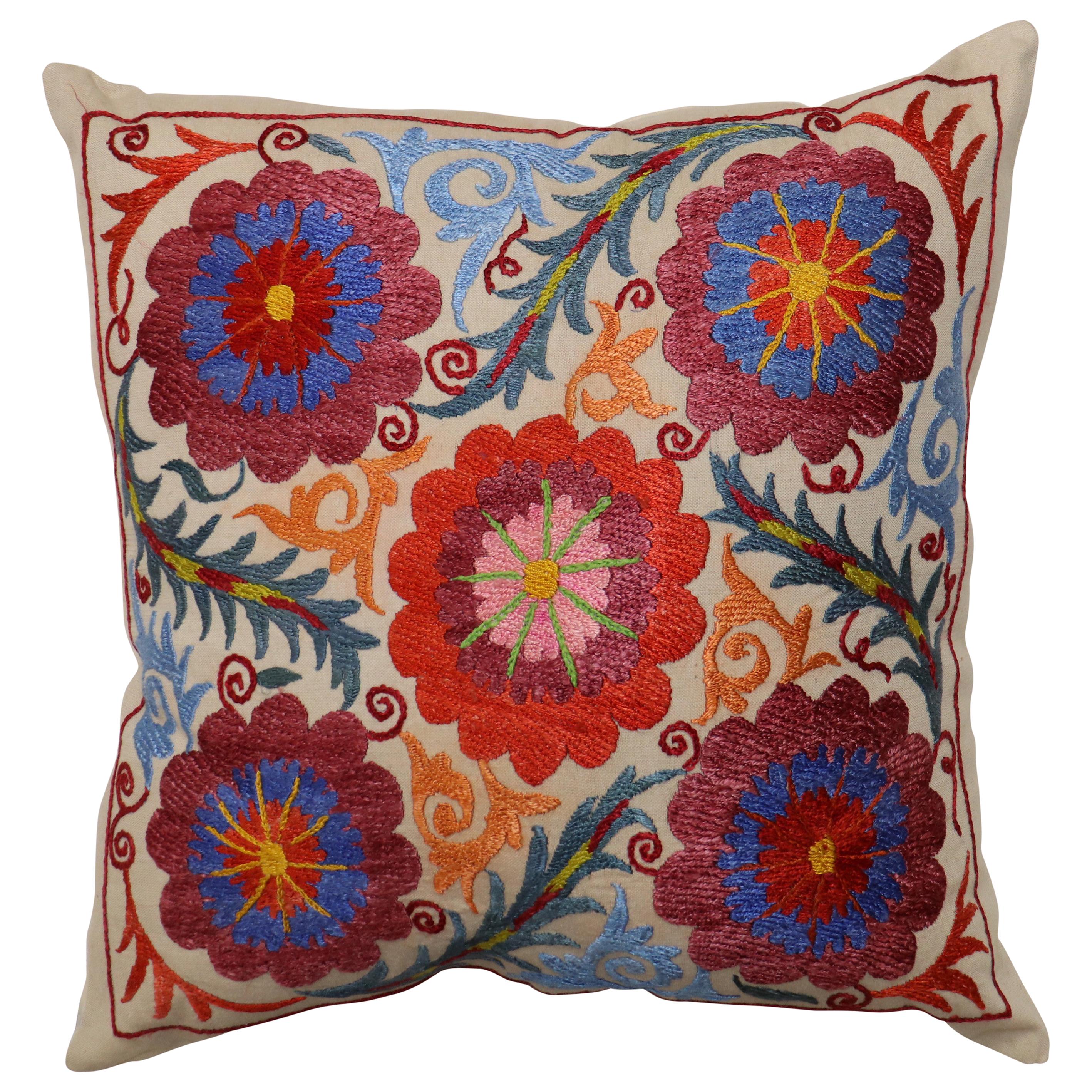 Beautiful Suzani Embroidery Textile Pillow