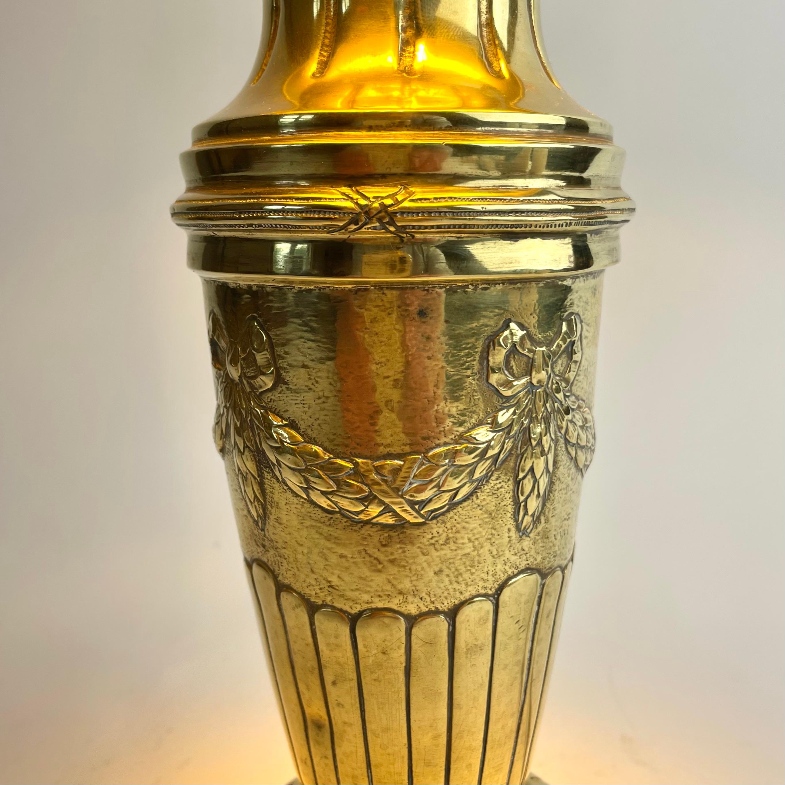 Beautiful Swedish Gustavian Style Brass Table Lamp, Late 19th Century For Sale 3