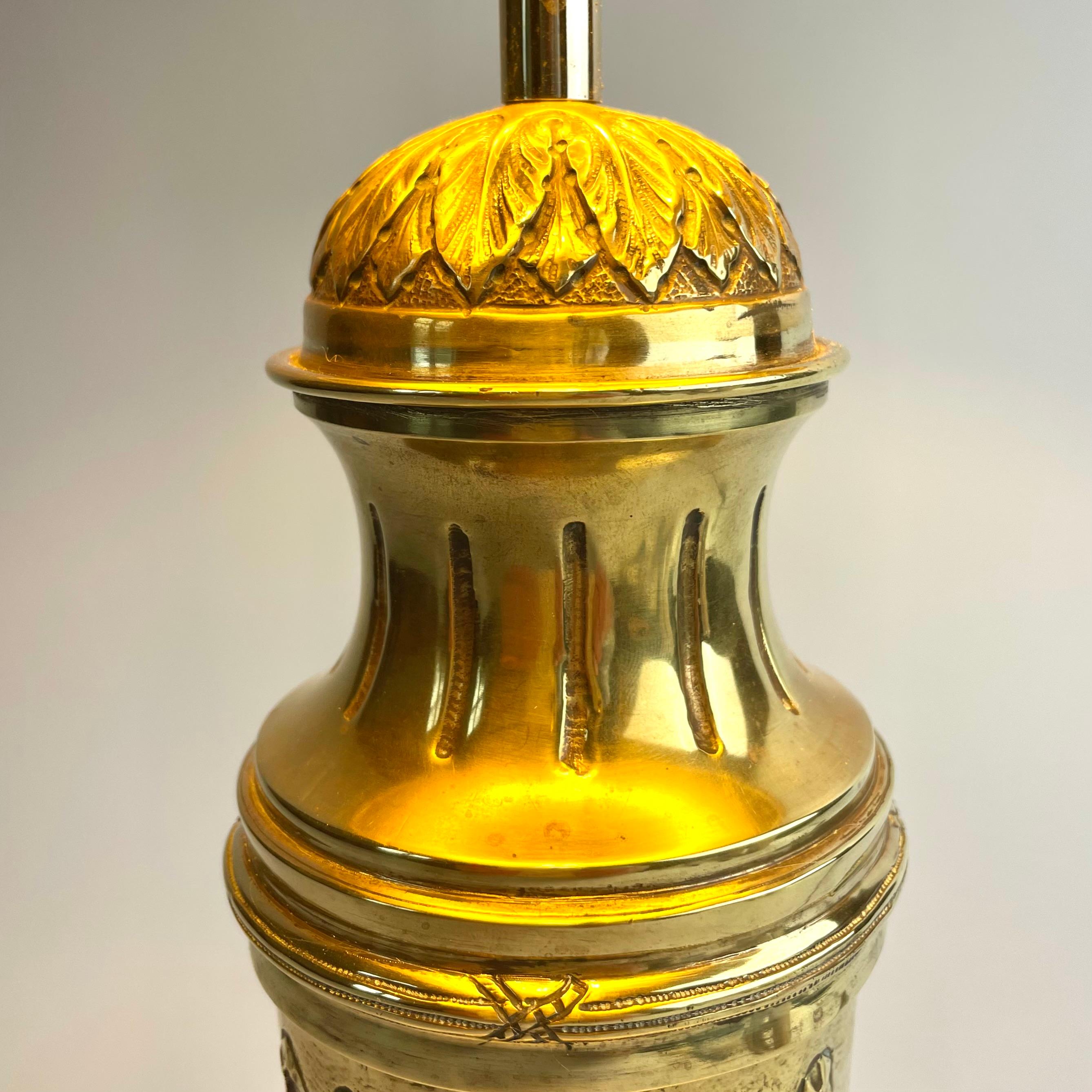 Beautiful Swedish Gustavian Style Brass Table Lamp, Late 19th Century For Sale 4