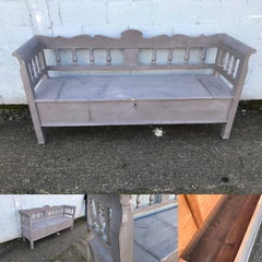 Beautiful Swedish Painted Bench/Settle, Storage Box, Painted