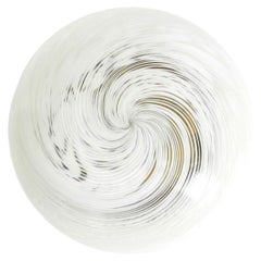 Beautiful Swirl Flush Mount Ceiling- or Wall Lamp made of Glass and Brass Base