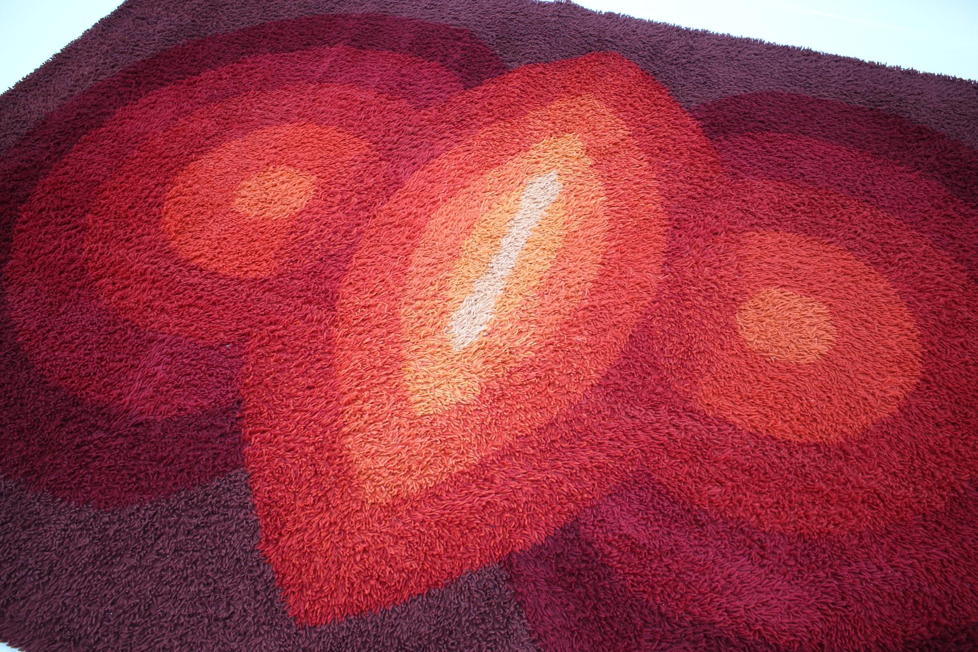 Mid-Century Modern Beautiful Swiss Midcentury Scandinavian Ege Rya Carpet / Rug, 1970s