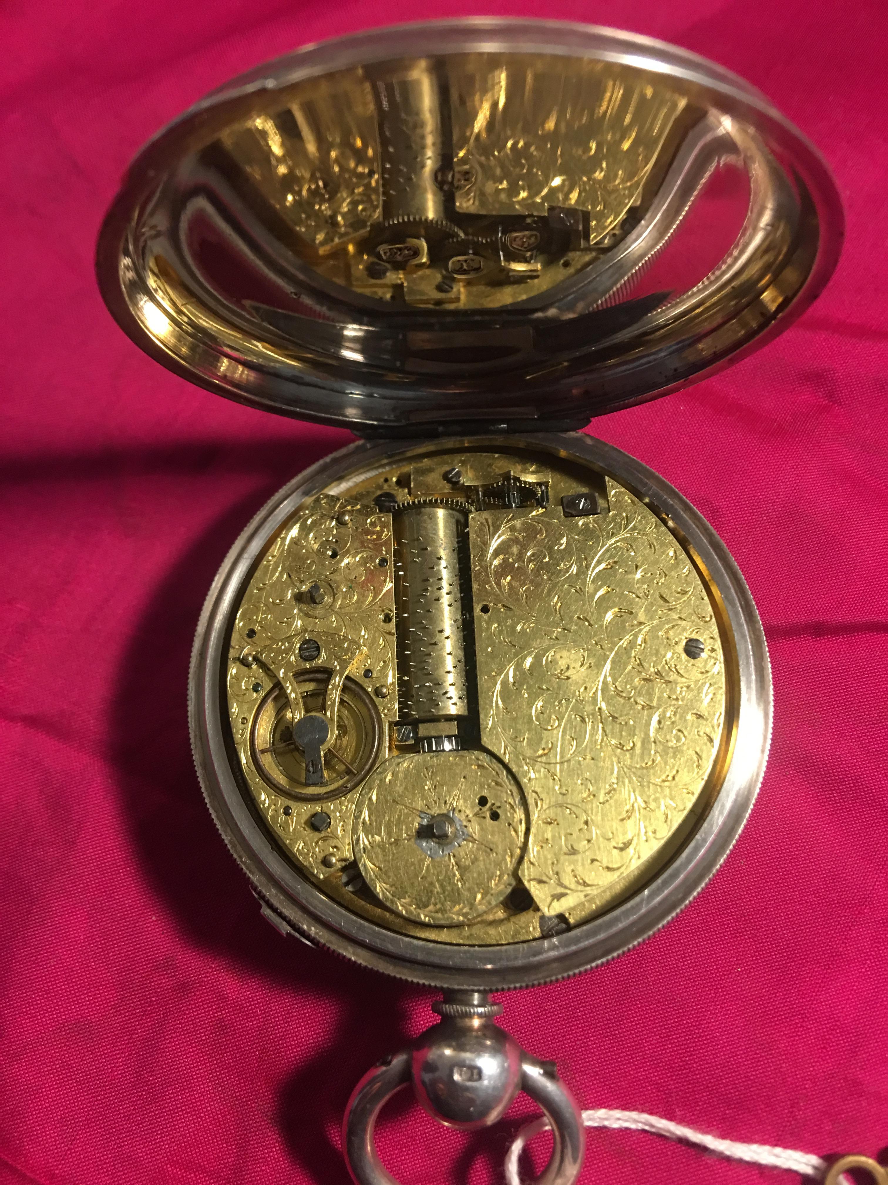 Beautiful Swiss Silver Musical Pocket Watch In Good Condition In London, Nottinghill