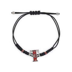 Stilvolles Armband, Buchstabe T Weißgold Weiße Diamanten orangefarbene Saphire, Mikromosaik