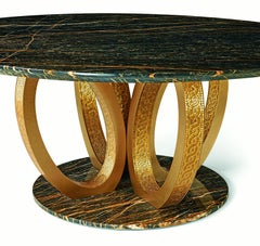 Beautiful Table Base and Top in Marble Rings in Bronze or Polished with Mosaic