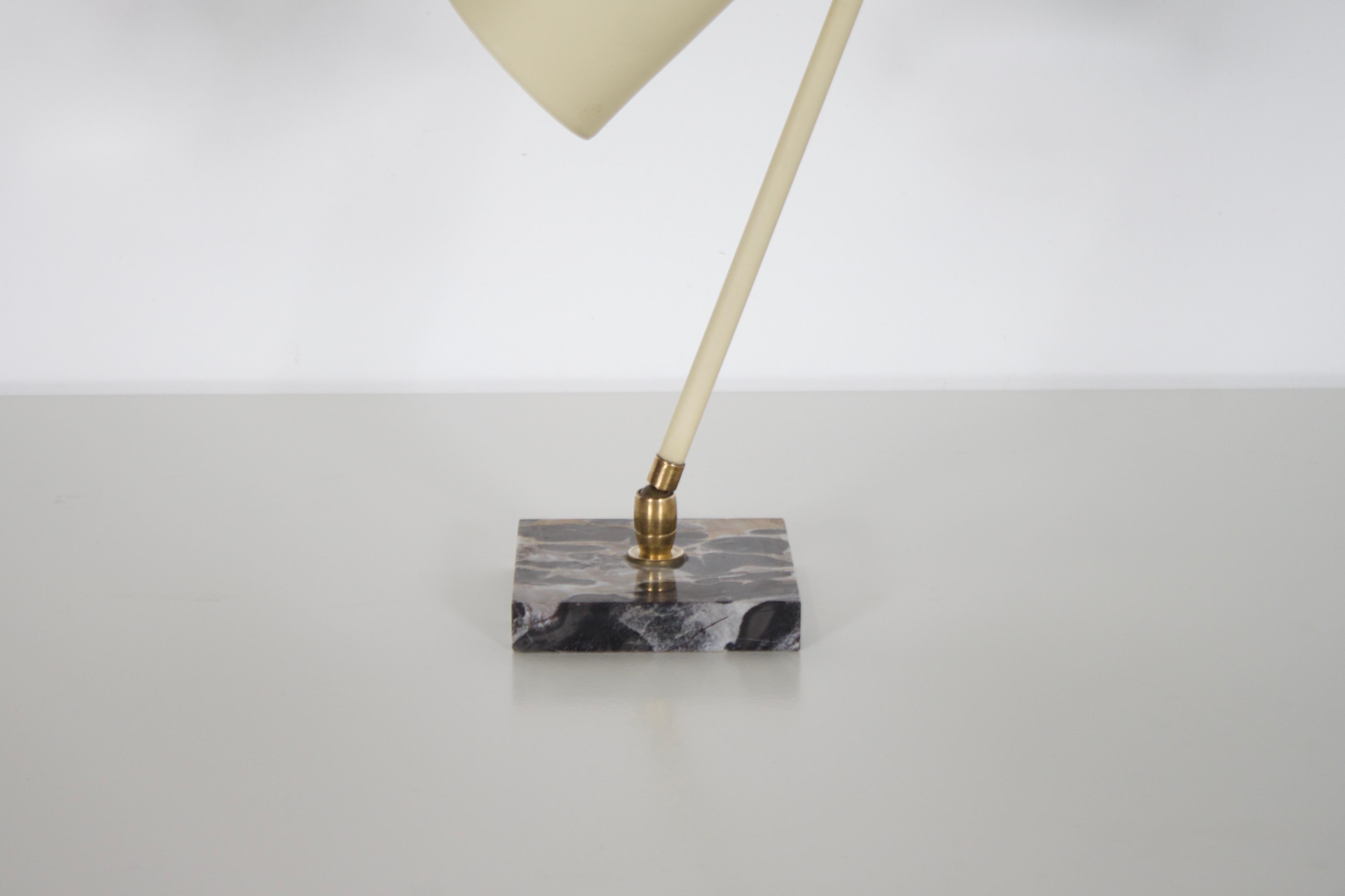 Beautiful Table Lamp by Stilux Milano in Metal and Marble, Italy, 1950s In Good Condition For Sale In Echt, NL