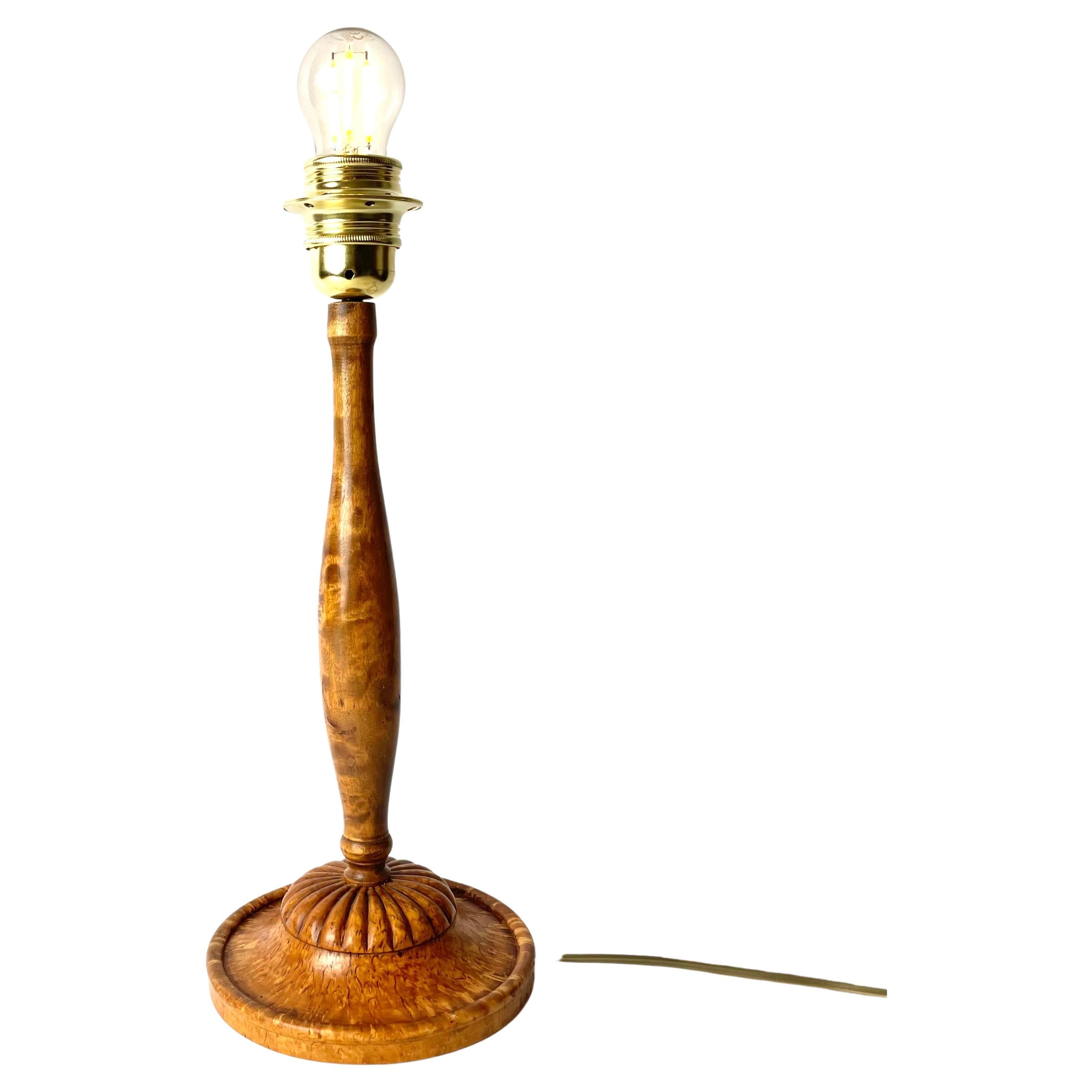 Beautiful Table Lamp in Karelian Birch, Swedish Grace 1920s