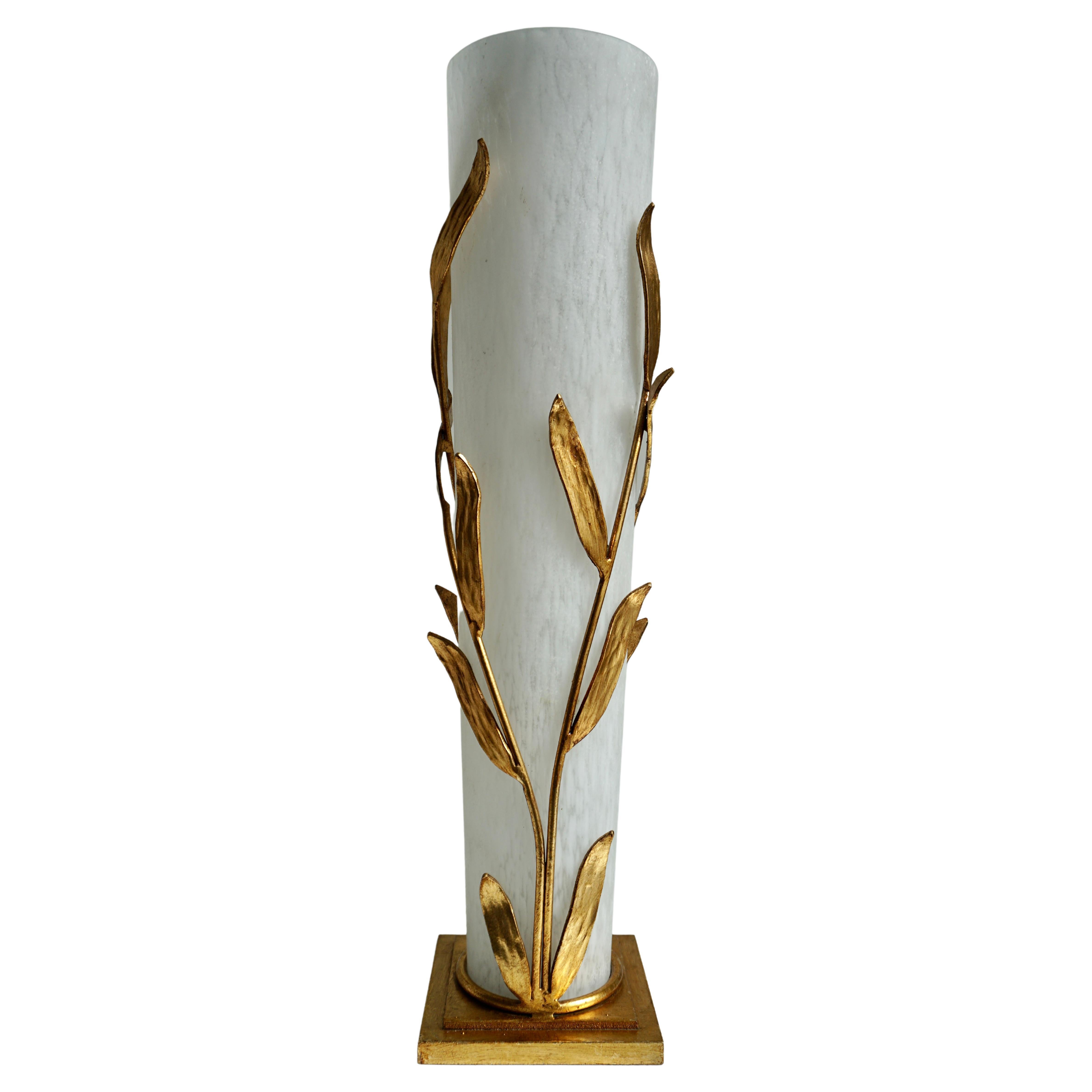 Bellissima lampada da tavolo in vetro di Murano e bronzo dorato in vendita
