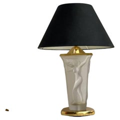 Beautiful Table Lamp with Three Embossed Graces on the Opaque Glass, Vintage