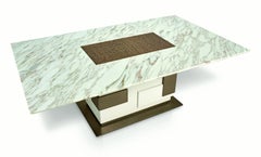 Beautiful Table Top Calacatta Gold Marble Base Polish Lacquered Finish