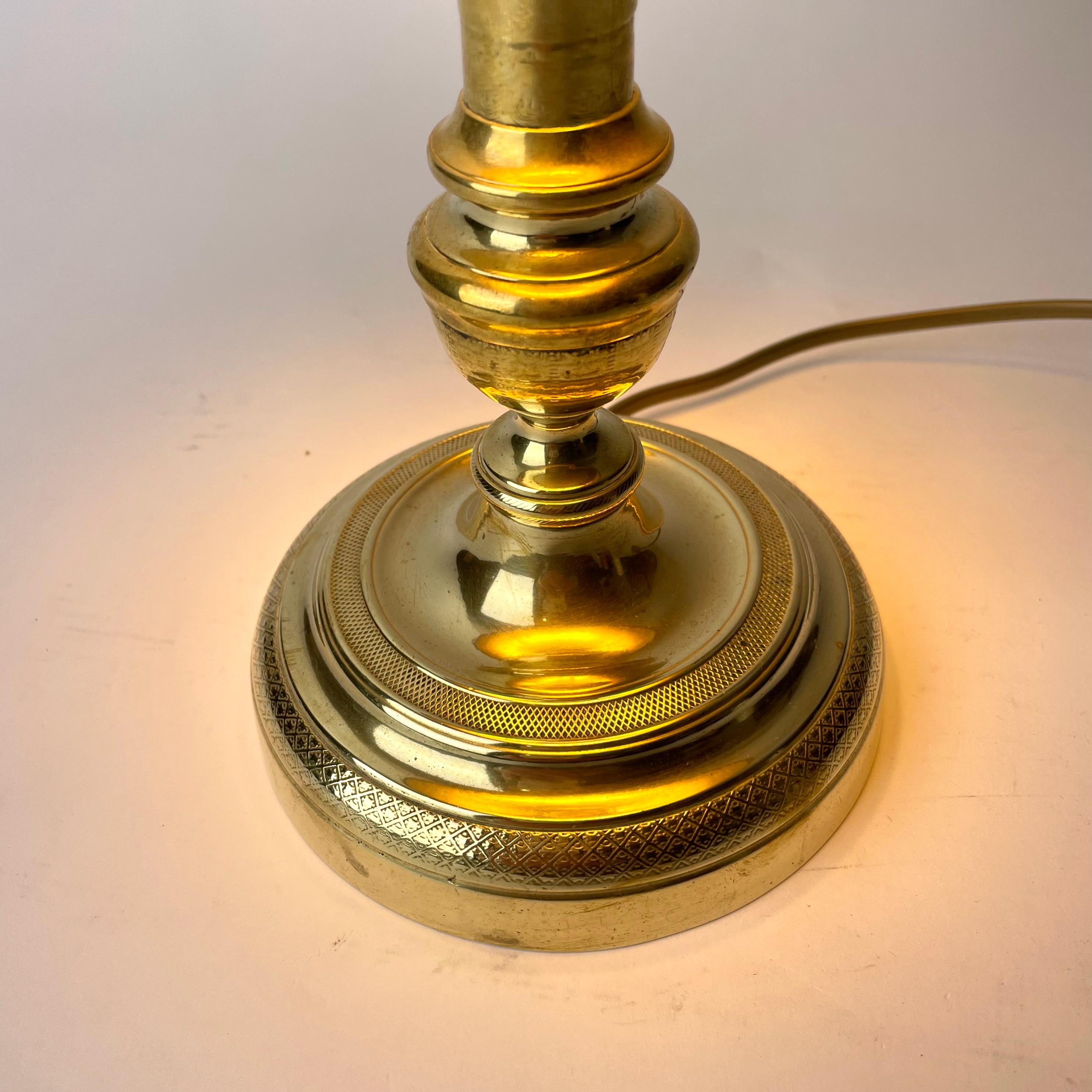 Beautiful tablelamp originally a Empire Candlestick i bronze. From 1820s In Good Condition For Sale In Knivsta, SE