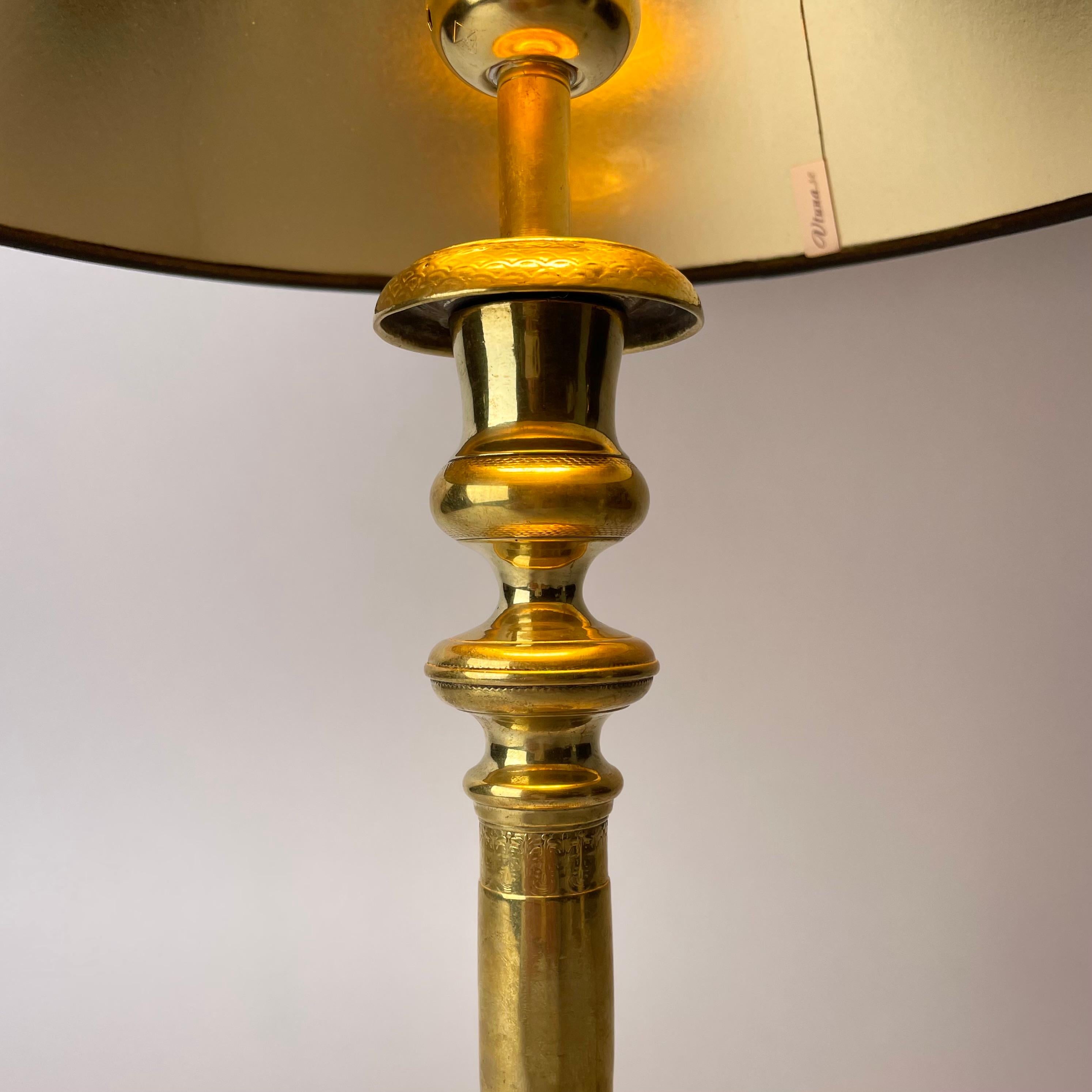 Early 19th Century Beautiful tablelamp originally a Empire Candlestick i bronze. From 1820s For Sale