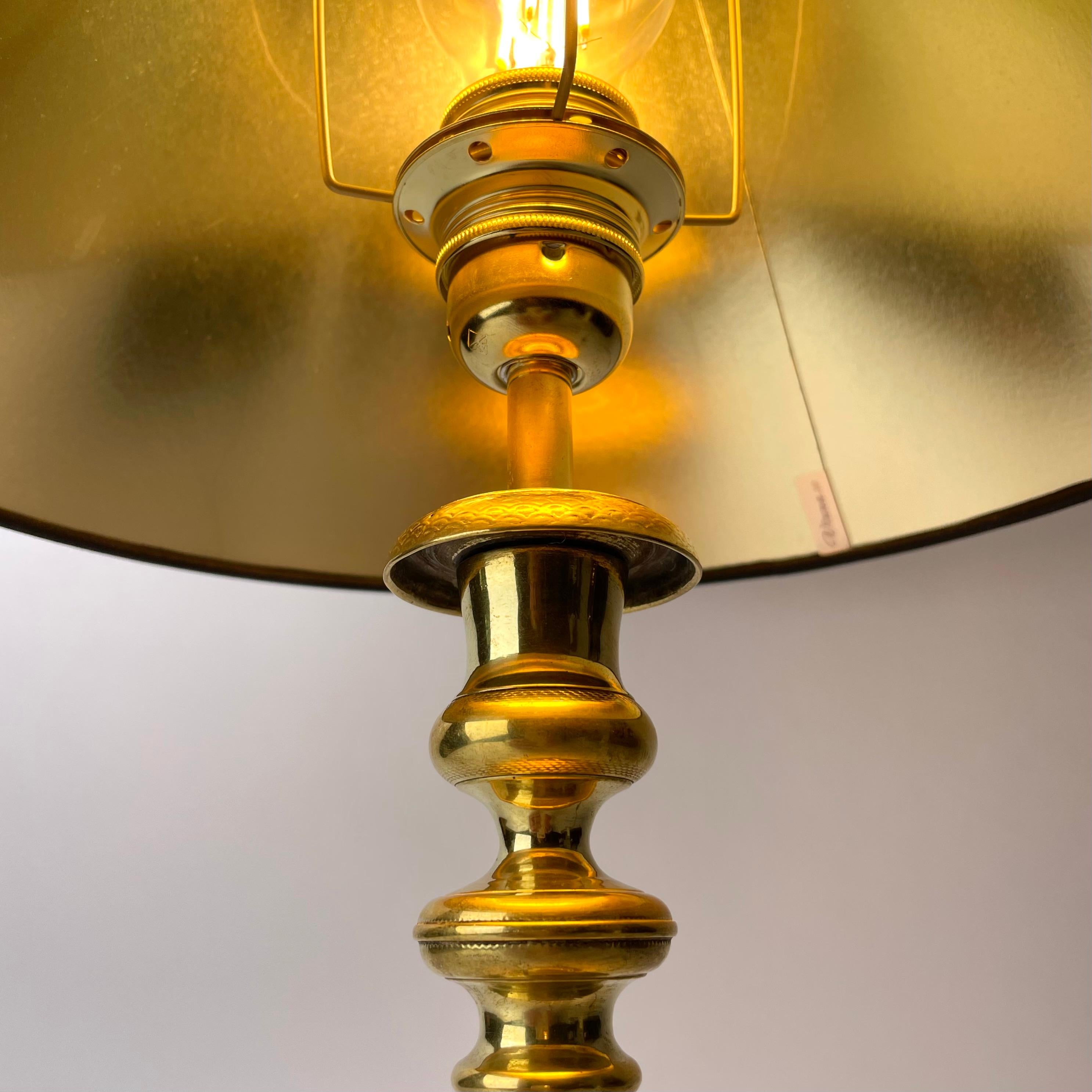 Bronze Beautiful tablelamp originally a Empire Candlestick i bronze. From 1820s For Sale