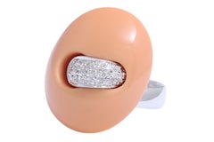 Beautiful Talento Italiano Ring with Big Coral Natural Stone & Diamonds