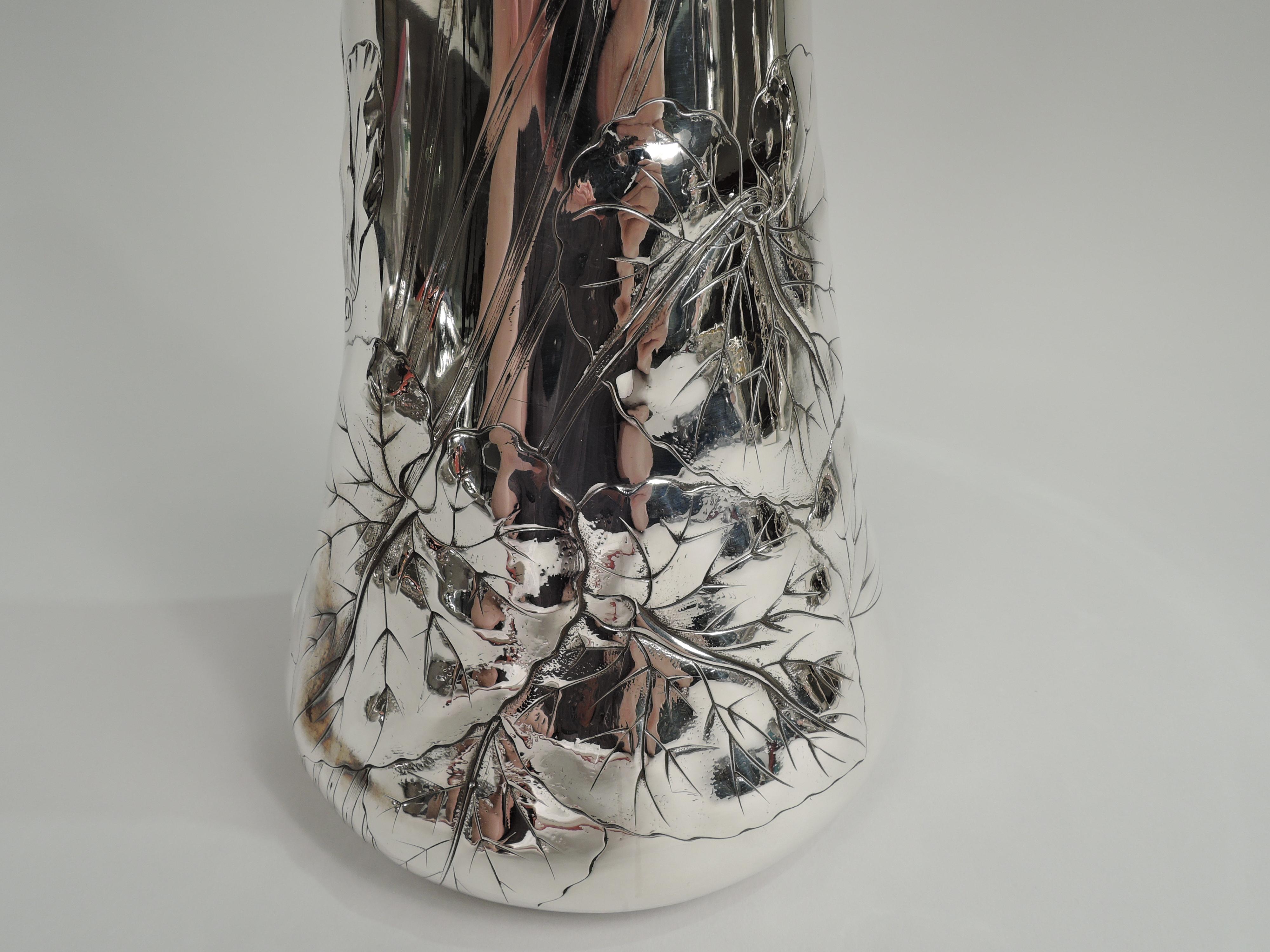 Beautiful Tall American Art Nouveau Sterling Silver Vase 2