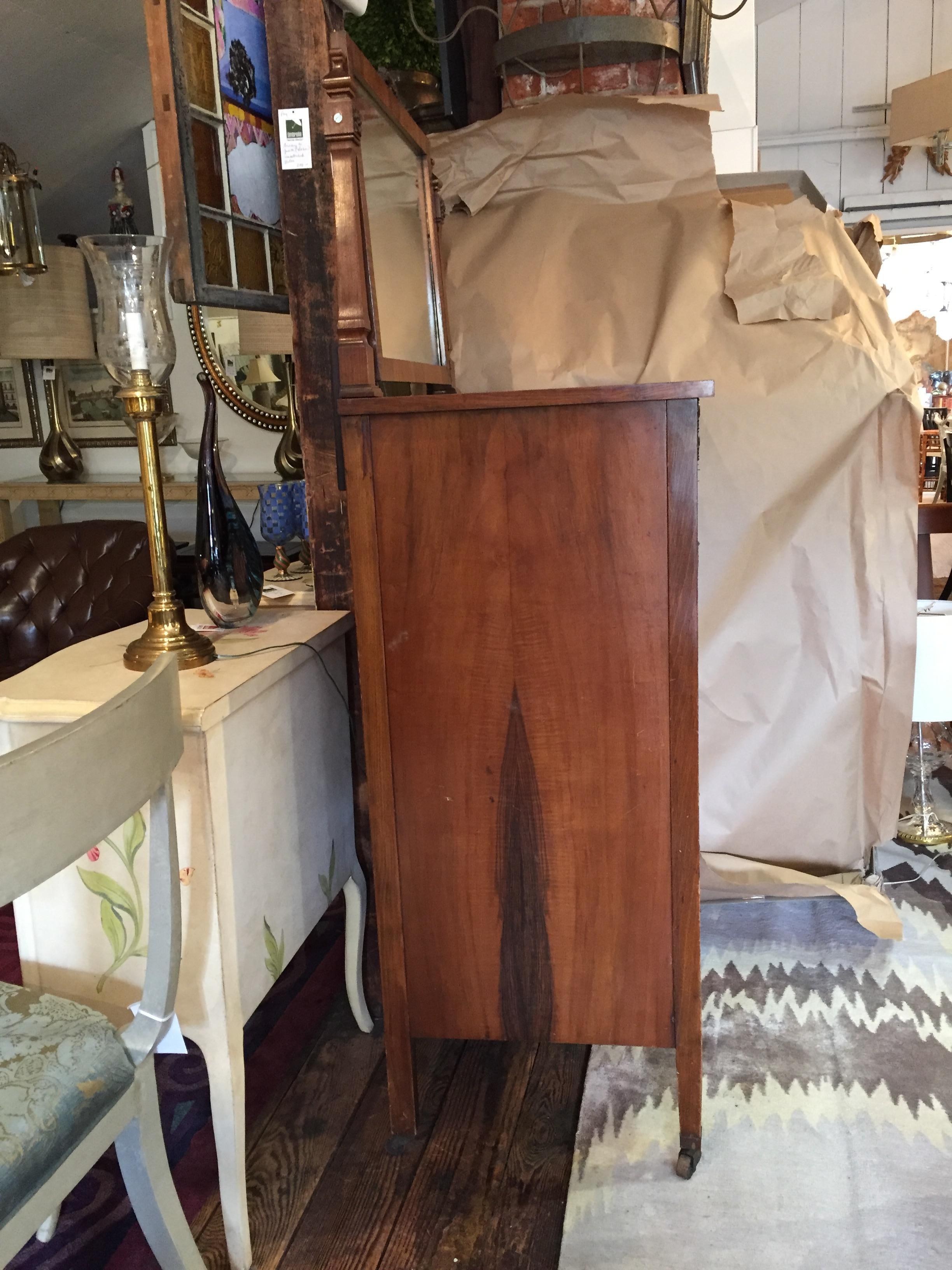 Mid-20th Century Beautiful Tall Mahogany Chest of Drawers with Dressing Mirror