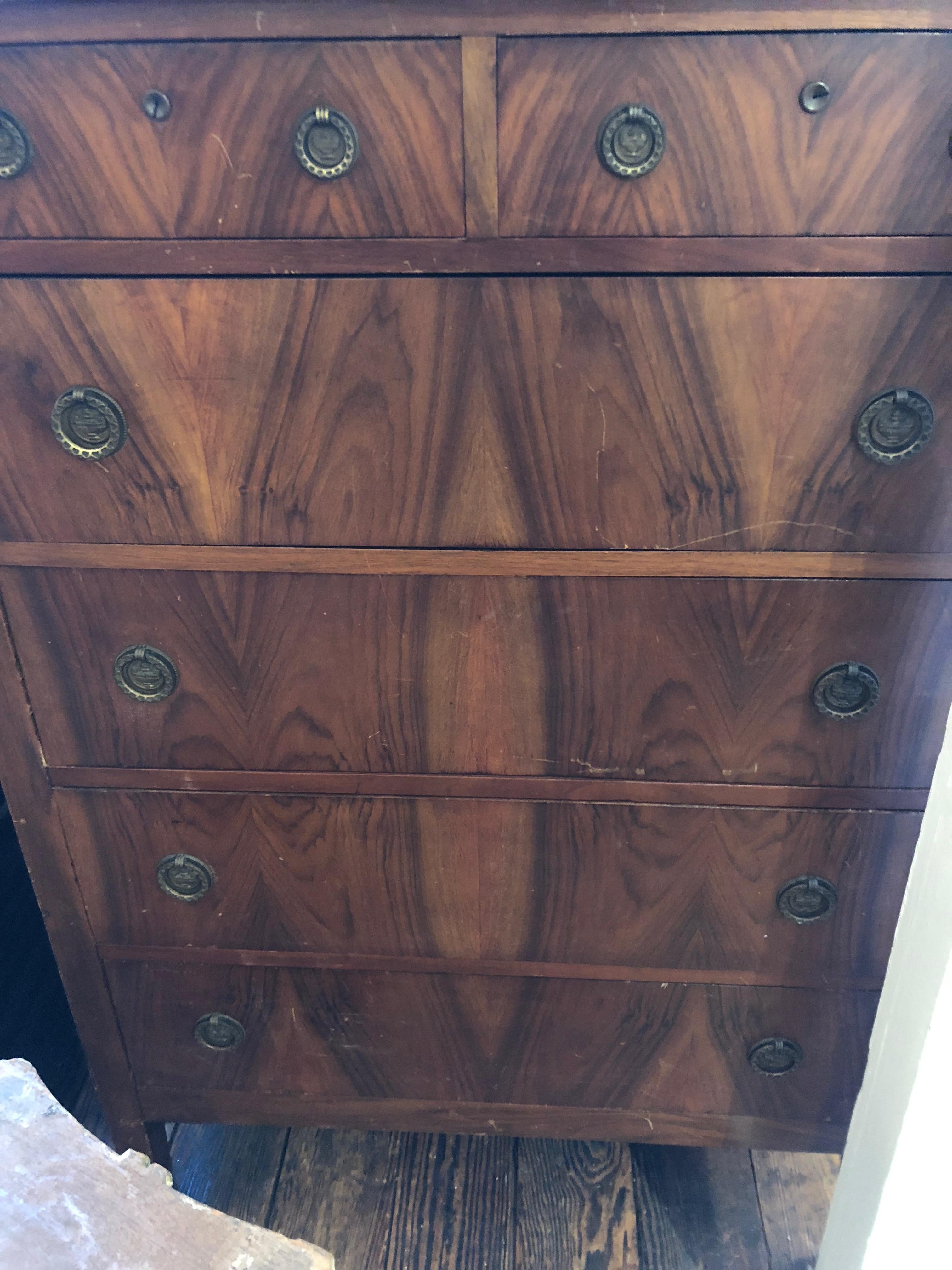 Beautiful Tall Mahogany Chest of Drawers with Dressing Mirror 3