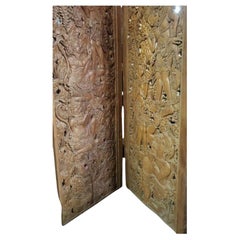 Used Beautiful Tall Thai Dividers with Heavy Wood Carving