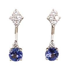 Beautiful Tanzanite and Diamond Drop Earrings Set in 18 Karat White Gold Beautiful Tanzanite and Diamond Drop Earrings Set in 18 Karat White Gold