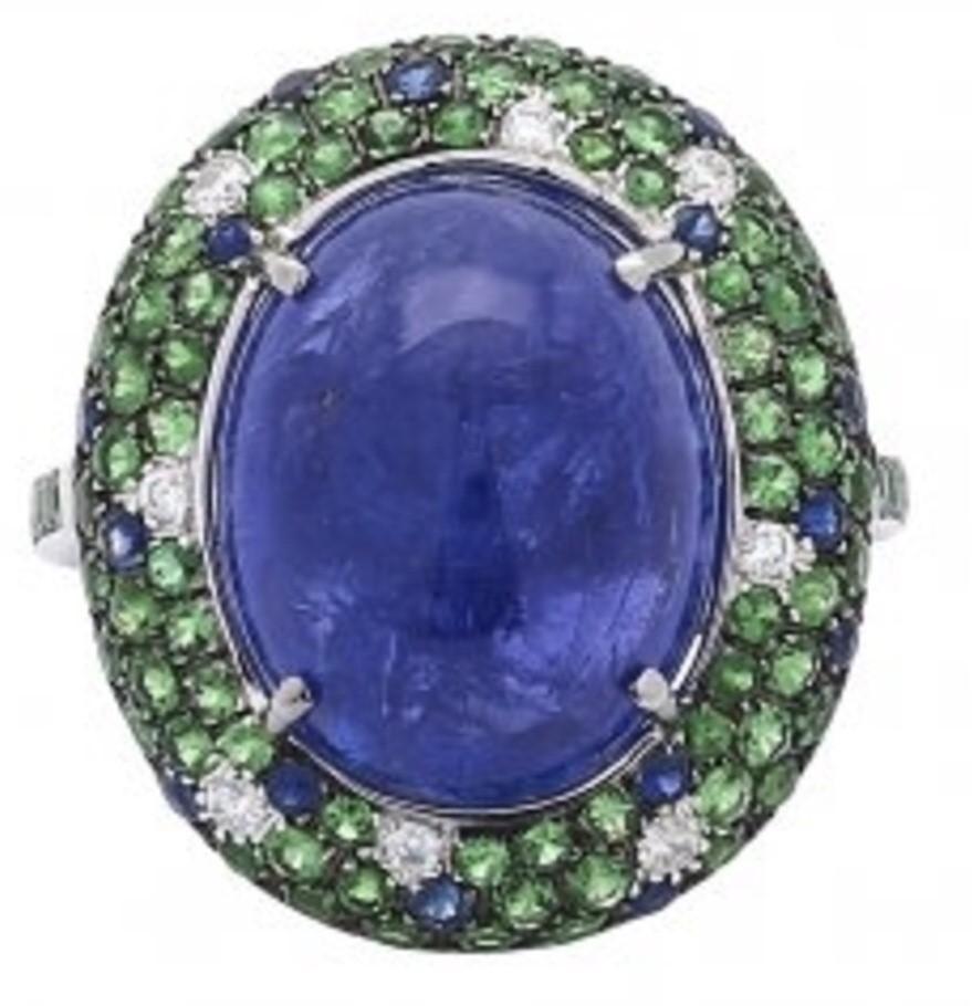 Women's or Men's Beautiful Tanzanite and Diamond Ring