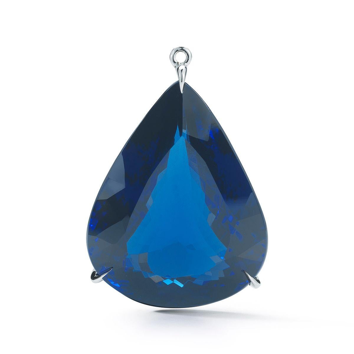 Brilliant Cut 18k White Gold 78.2ct Tanzanite Pendant For Sale