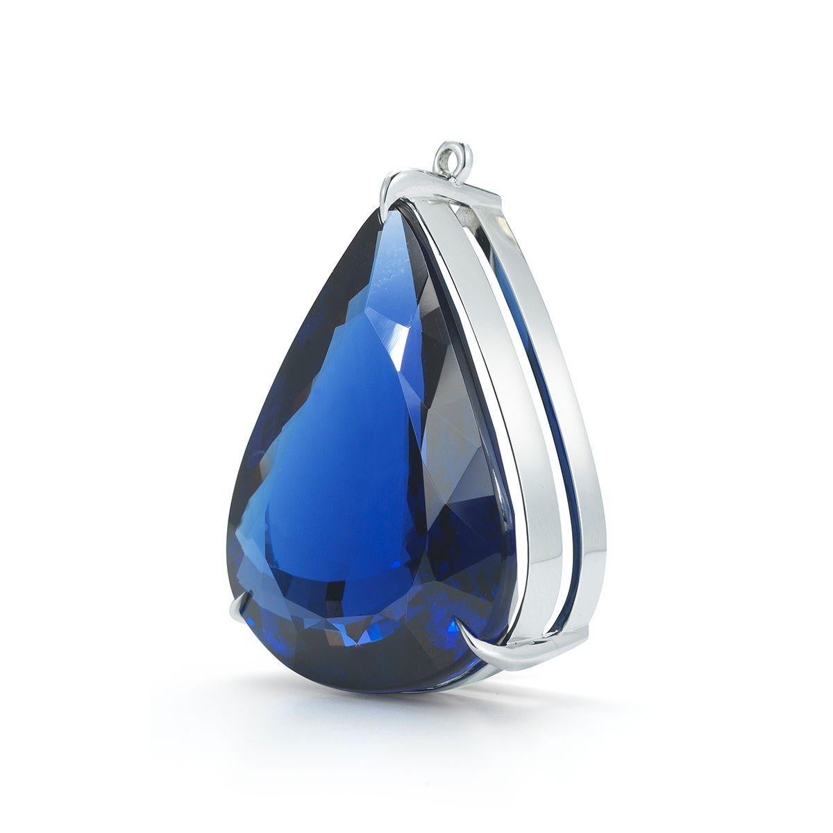 18k White Gold 78.2ct Tanzanite Pendant In Excellent Condition For Sale In Dania Beach, FL