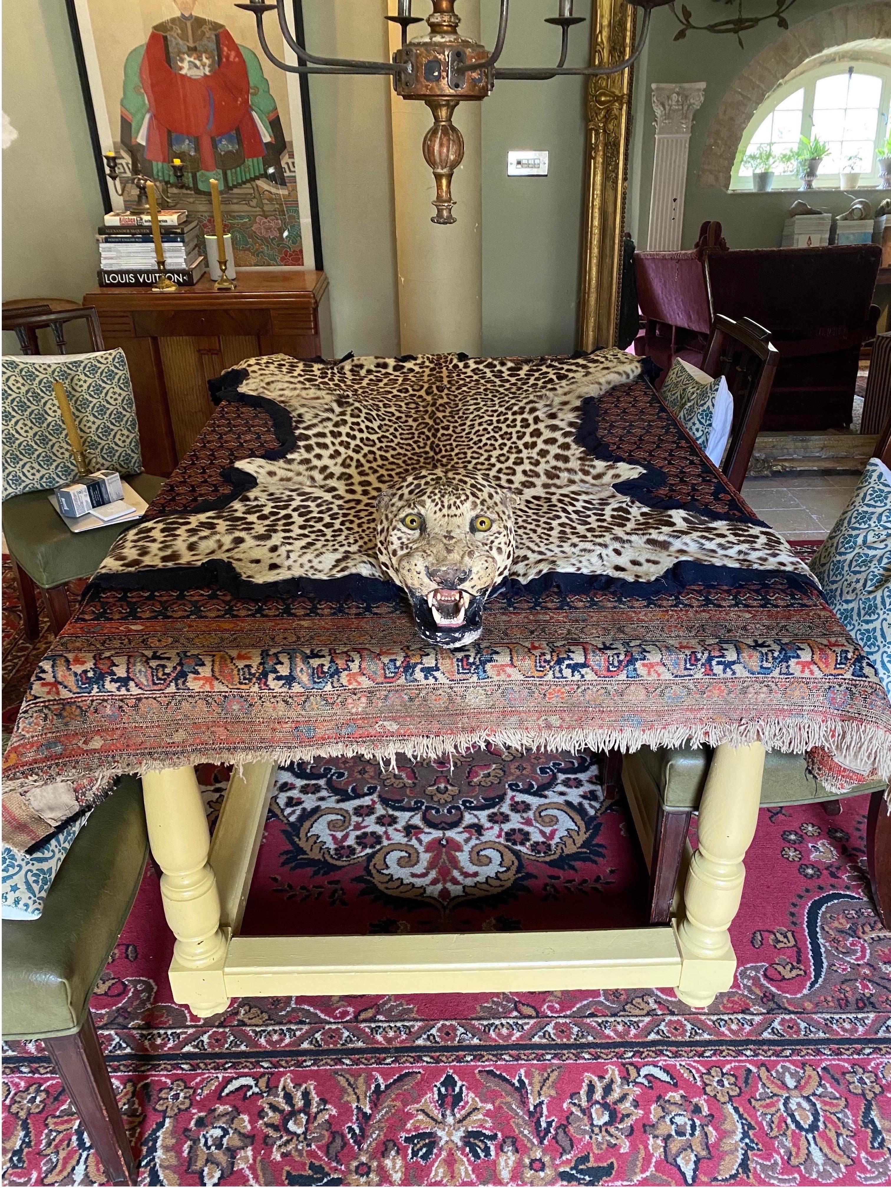leopard skin rug with head for sale