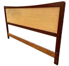 Beautiful Teak Grass Cloth Danish Mid-Century Modern Headboard Queen Denmark