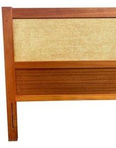 Beautiful Teak Grass Cloth Danish Mid-Century Modern King Headboard, Denmark