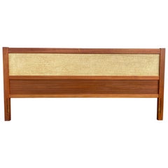 Beautiful Teak Grass Cloth Danish Mid-Century Modern King Headboard, Denmark