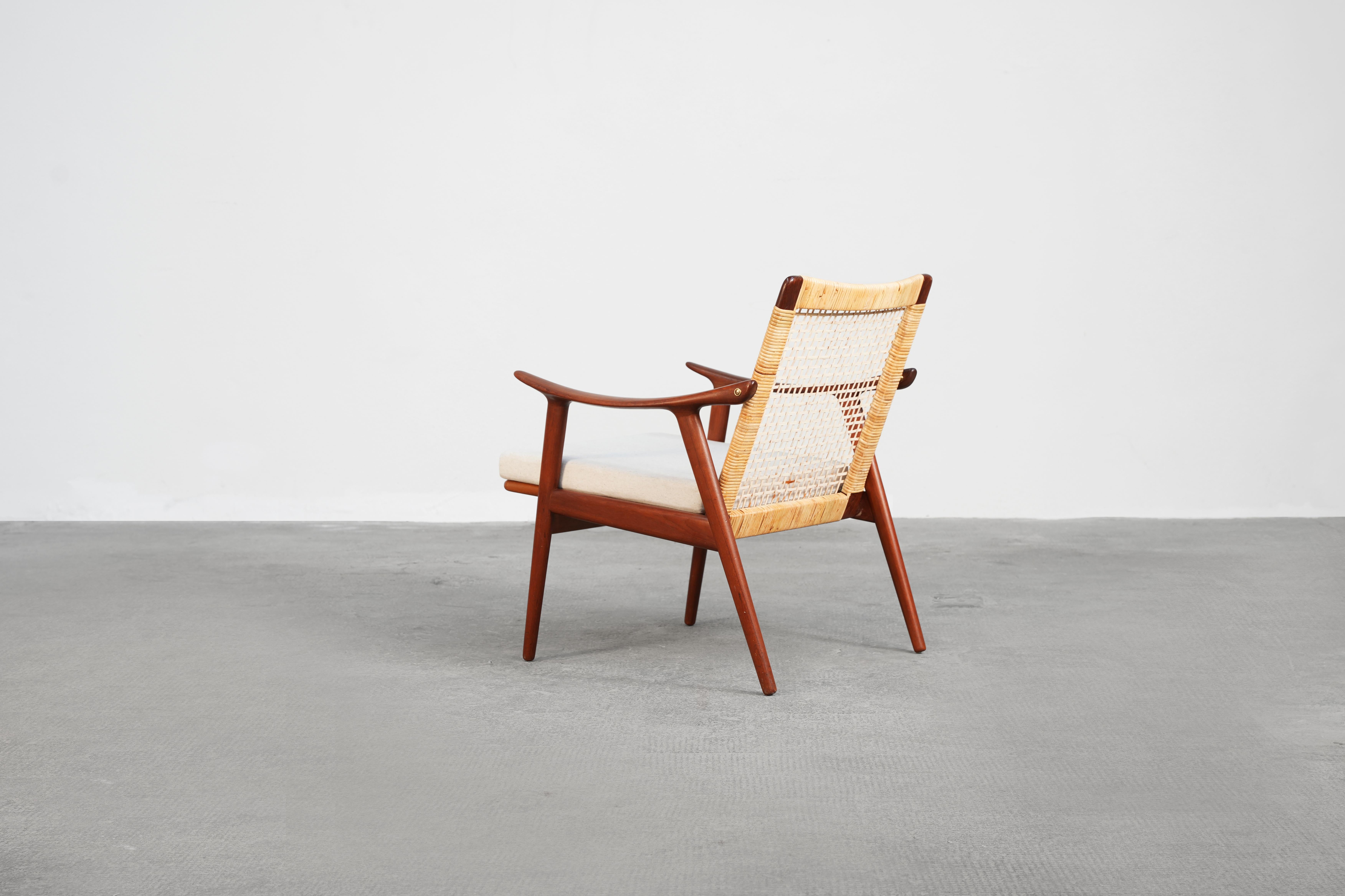 Cane Beautiful Teak Lounge Chairs by Fredrik Kayser for Vatne Lenestolfabrik