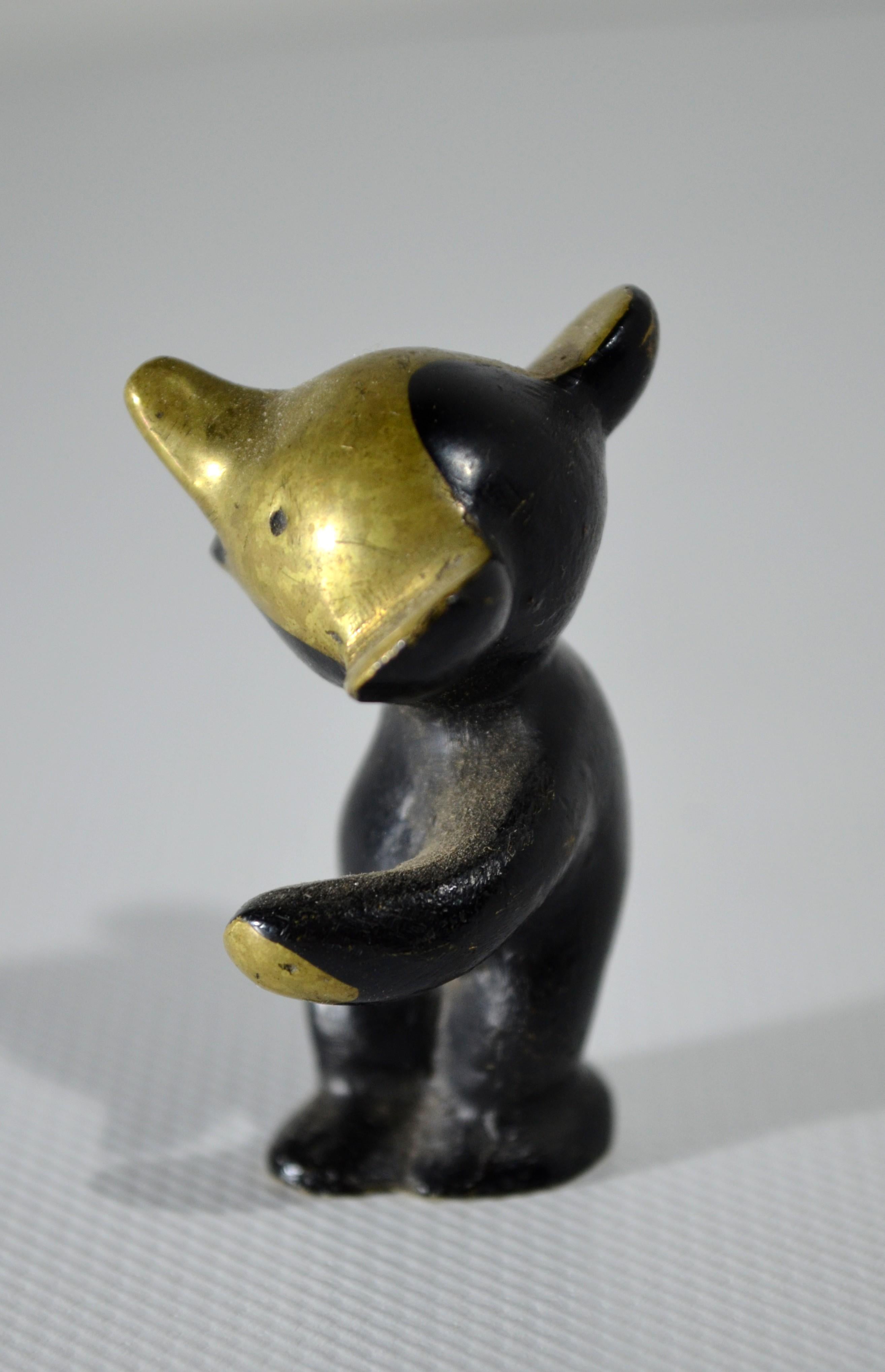 Vienna Secession Beautiful Teddy Bear in Black Golden Line from the Famous Designer Walter Bosse For Sale