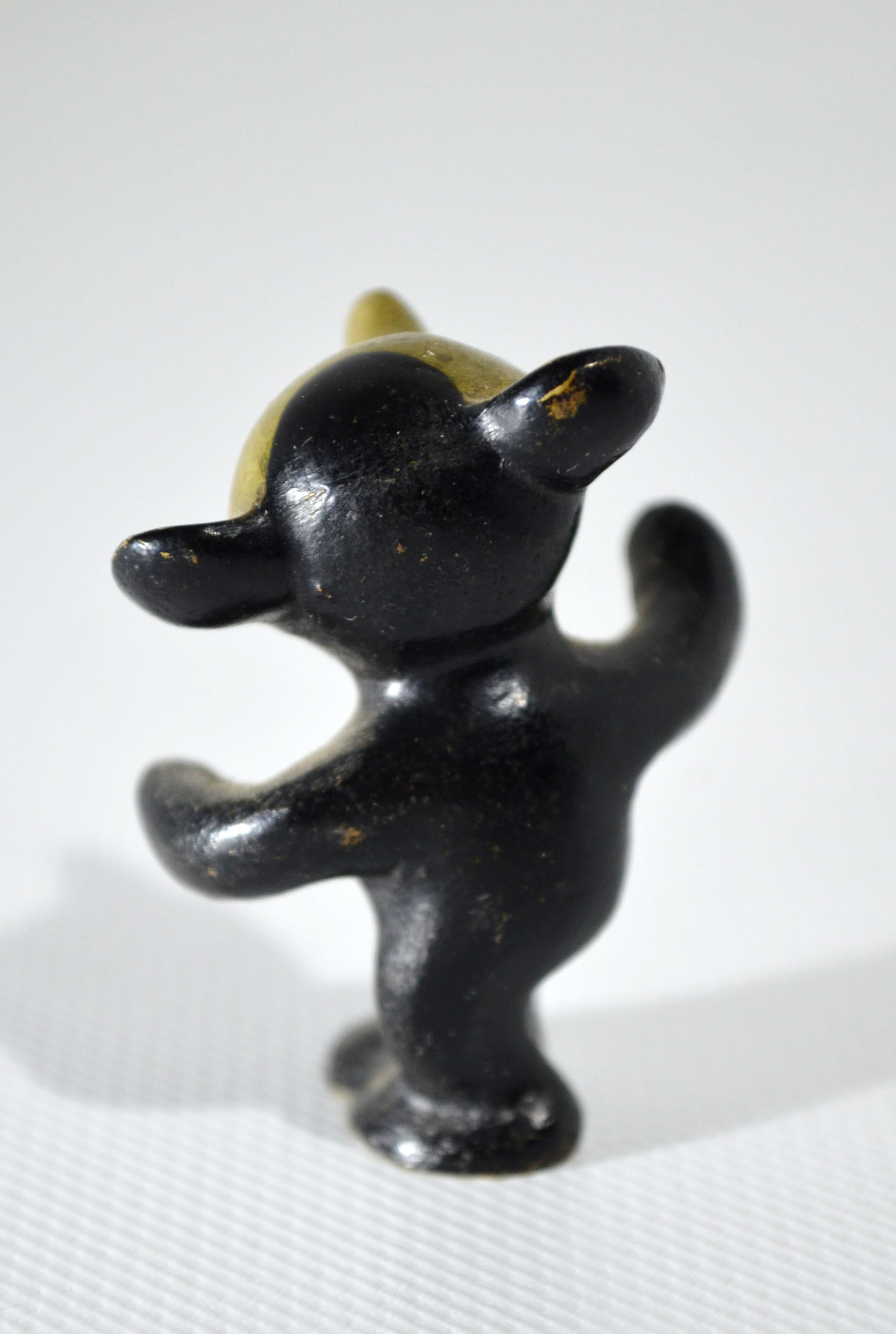 Austrian Beautiful Teddy Bear in Black Golden Line from the Famous Designer Walter Bosse For Sale