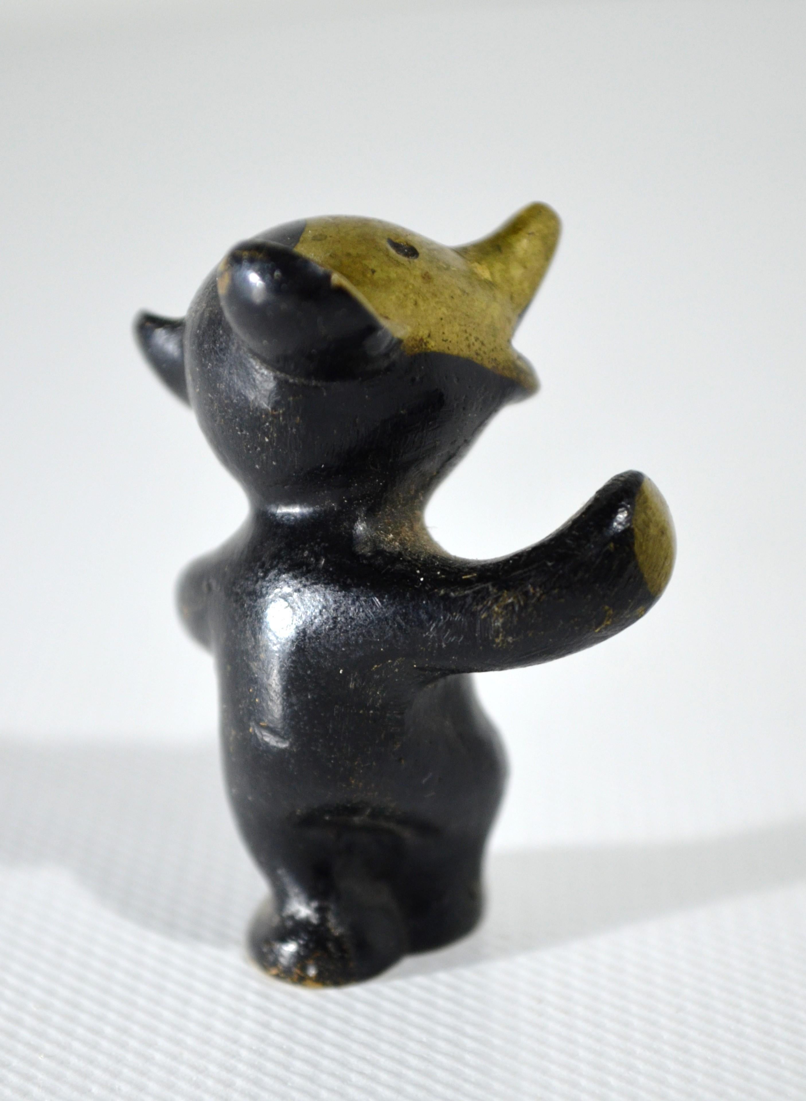 Patinated Beautiful Teddy Bear in Black Golden Line from the Famous Designer Walter Bosse For Sale