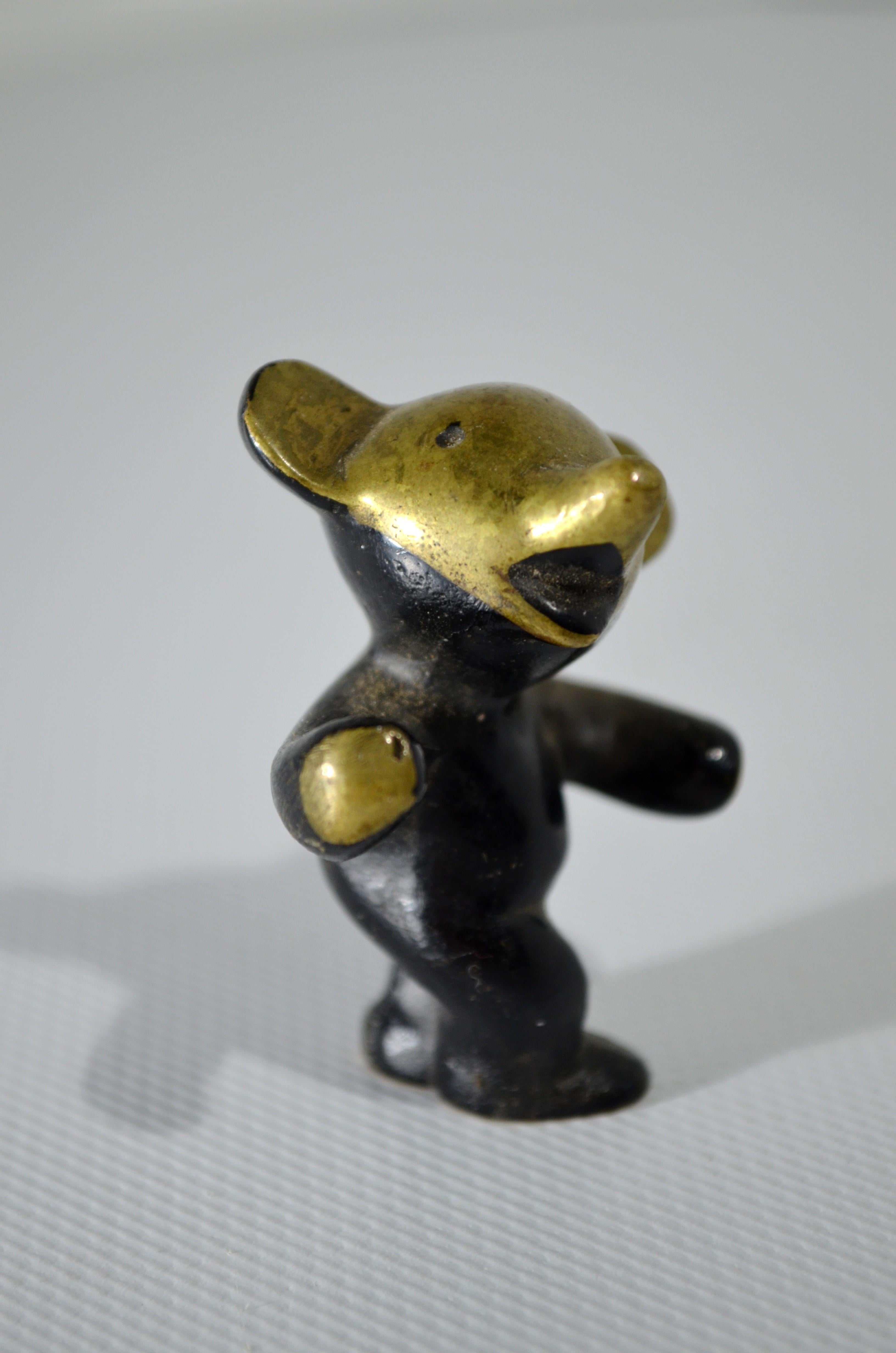 Mid-20th Century Beautiful Teddy Bear in Black Golden Line from the Famous Designer Walter Bosse For Sale
