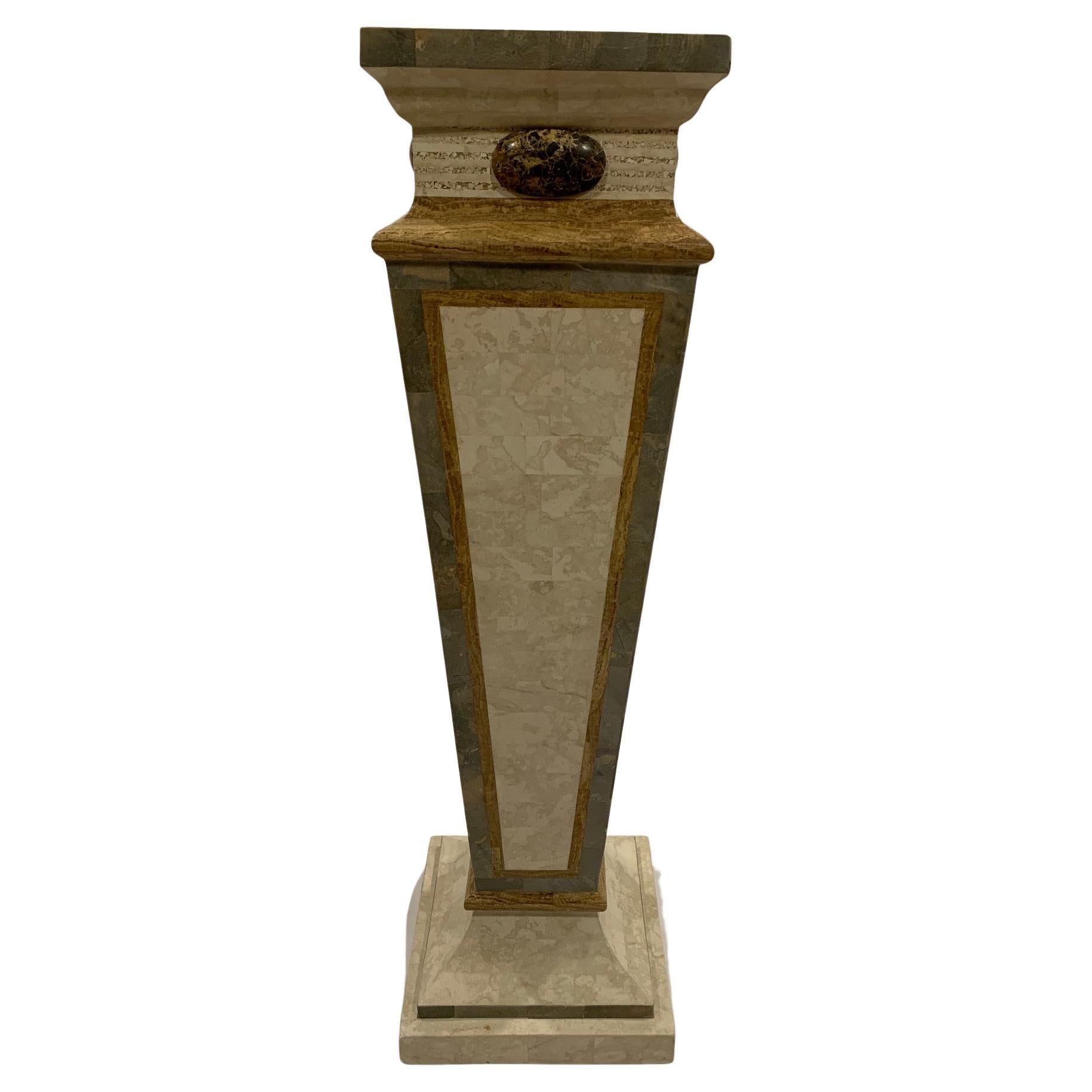 Magnifique piédestal colonnaire en pierre tessellée en vente
