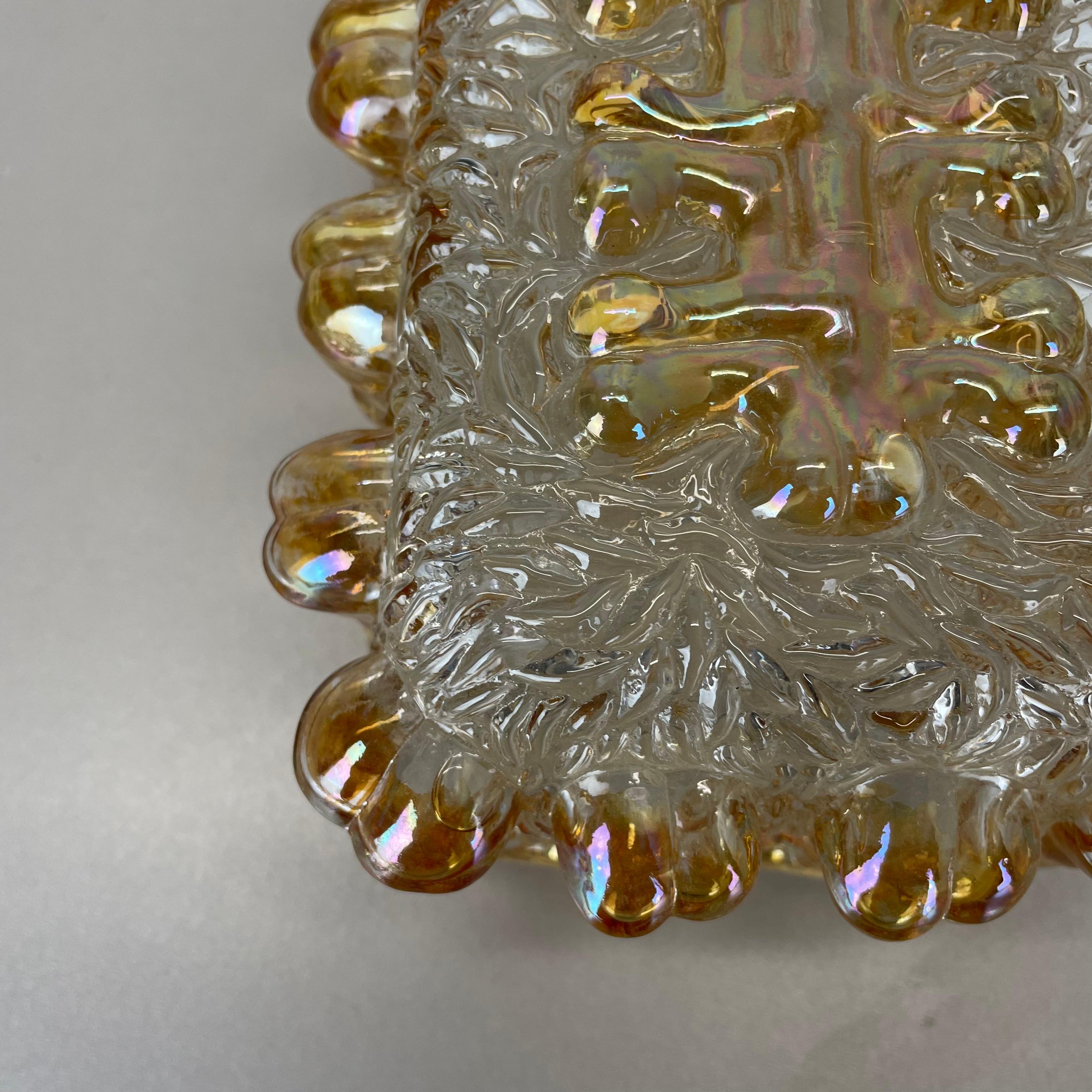 beautiful textured AMBER Wall Light Sconce Helena Tynell Style, Germany, 1970s For Sale 5