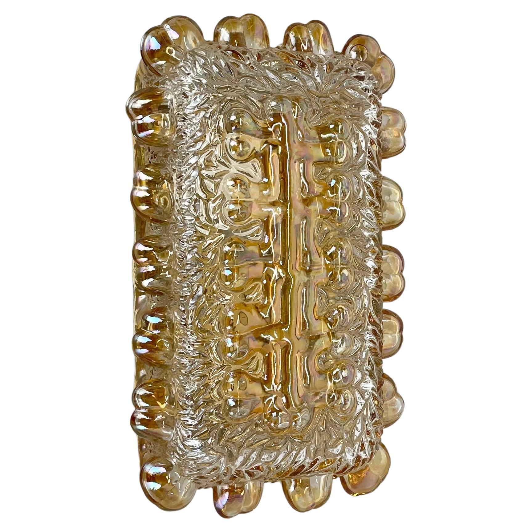 beautiful textured AMBER Wall Light Sconce Helena Tynell Style, Germany, 1970s