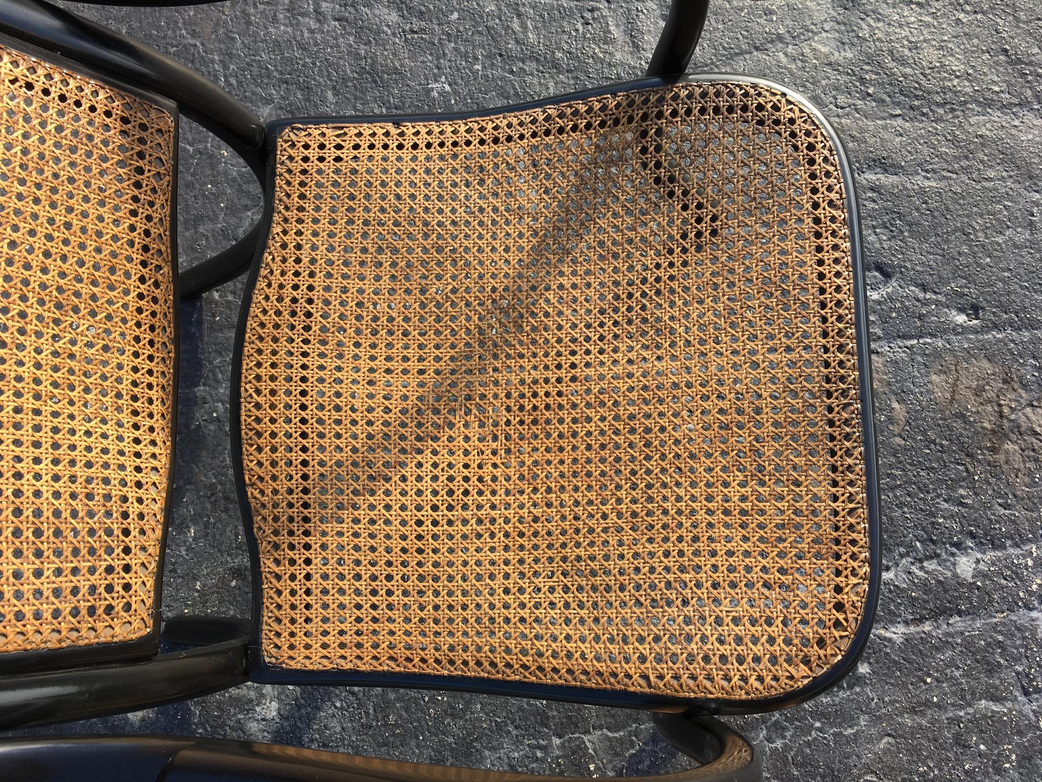 Late 19th Century Rare Beautiful Thonet High Back Armchair No 6351 , Black, Cane For Sale