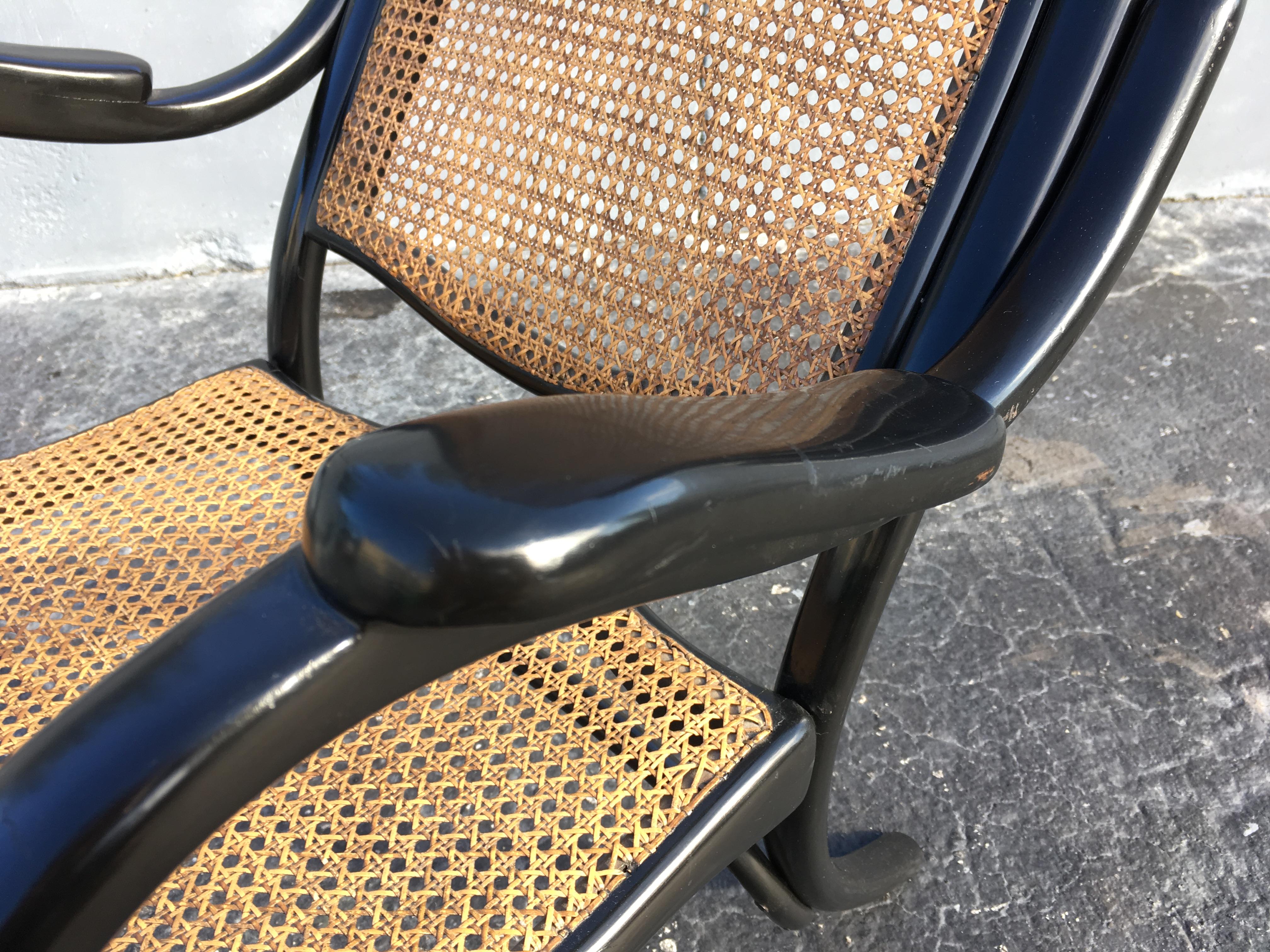 Rare Beautiful Thonet High Back Armchair No 6351 , Black, Cane For Sale 1