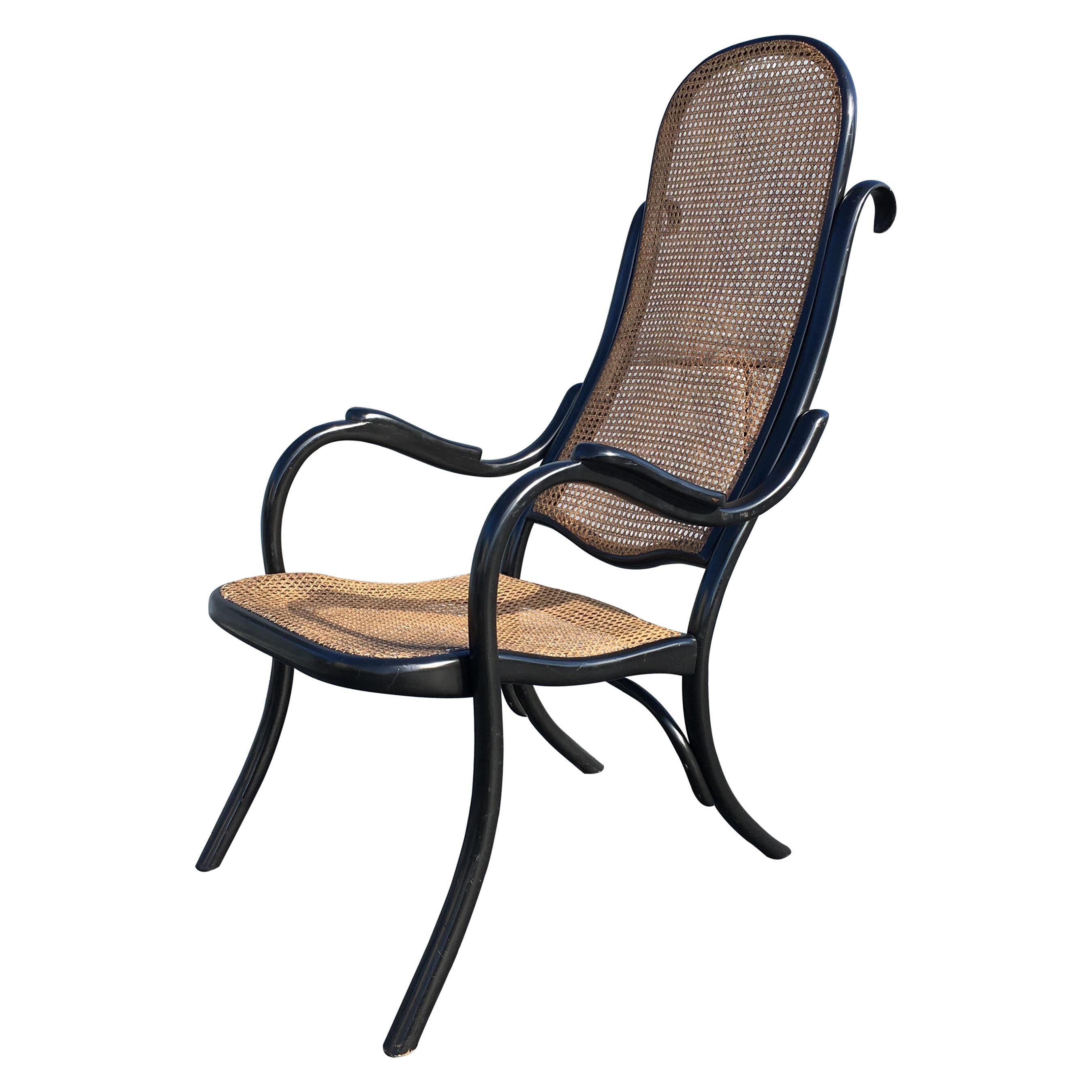 Beautiful Thonet High Back Armchair No 6351 Black, Cane For Sale