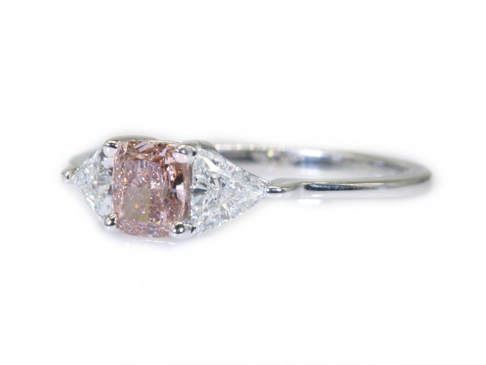 Modern Beautiful Three Stone Ring with 0.45 Ct Natural Diamonds, GIA Certificate