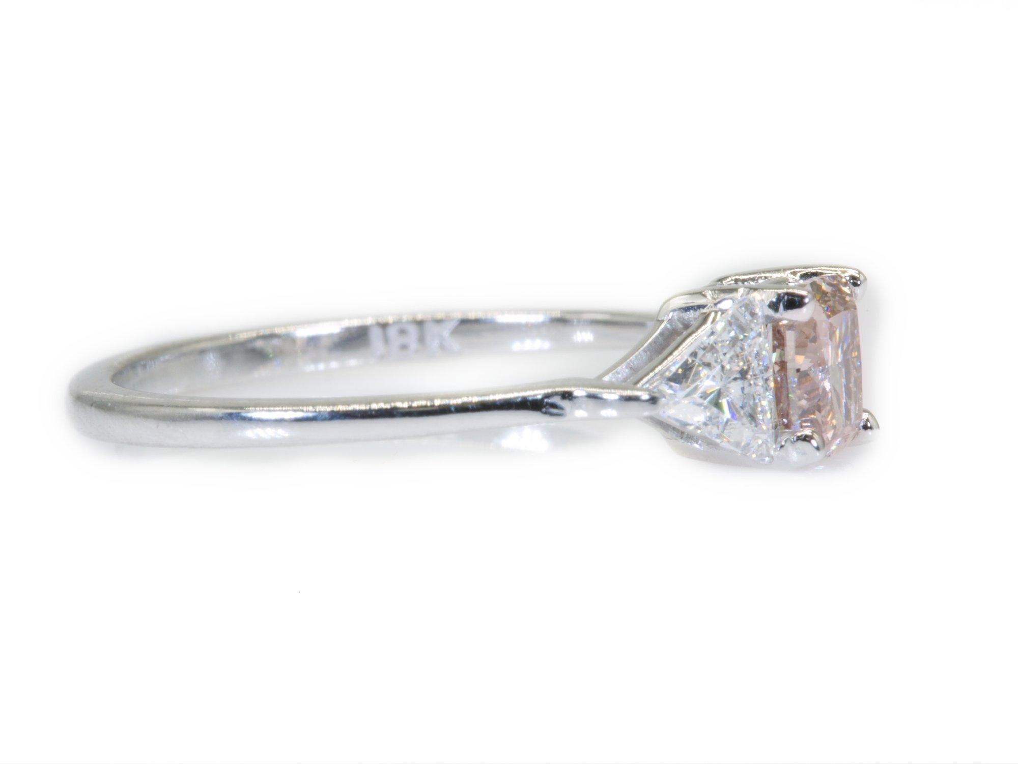 Cushion Cut Beautiful Three Stone Ring with 0.45 Ct Natural Diamonds, GIA Certificate