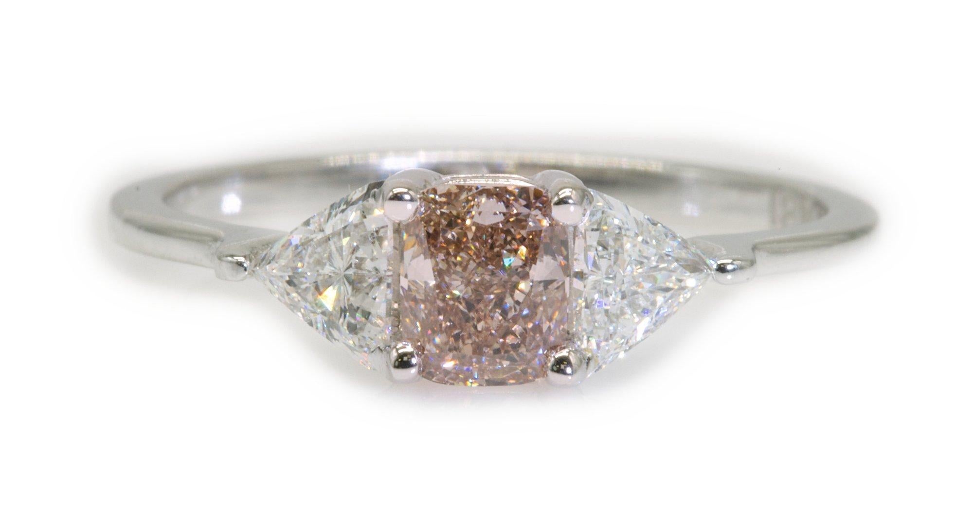 Women's Beautiful Three Stone Ring with 0.45 Ct Natural Diamonds, GIA Certificate