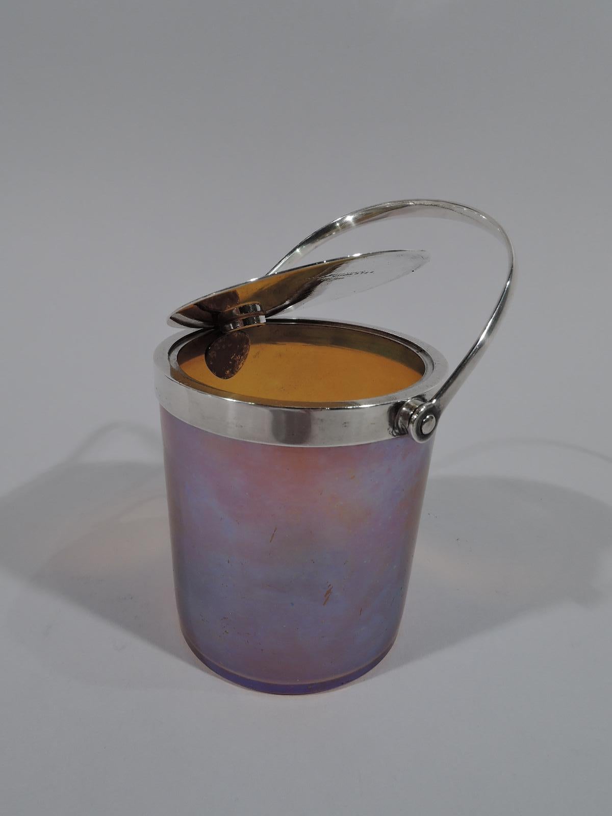 American Beautiful Tiffany Art Nouveau Sterling Silver and Favrile Glass Jam Pot